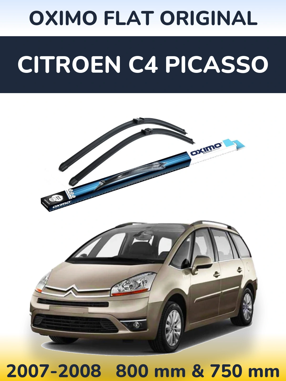 Комплект передних дворников Oximo Flat Original 800 & 750 мм для Citroen C4 Picasso 2007-2008