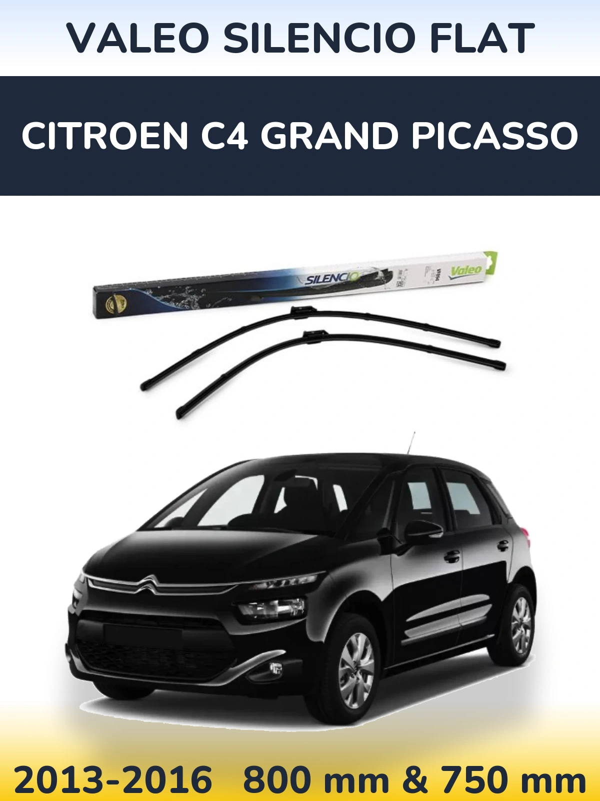 Komplet przednich wycieraczek Valeo Silencio Flat 800 & 750 mm do Citroen C4 Grand Picasso 2013-2016