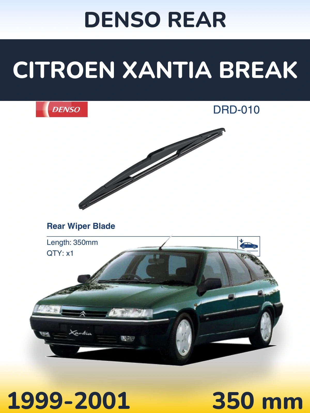 Rear wiper blade Denso Rear 350 mm for Citroen Xantia Break 1999-2001