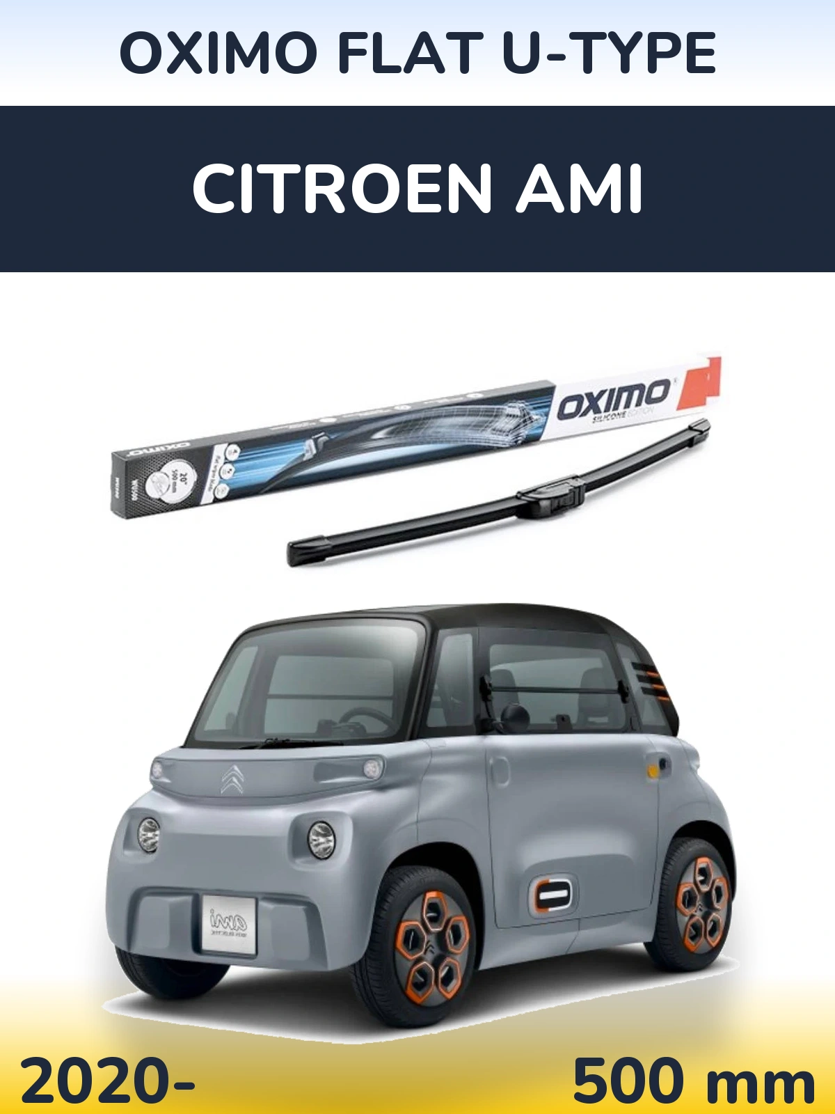 Передня щітка Oximo Flat U-type 500 мм для Citroen Ami 2020-2026