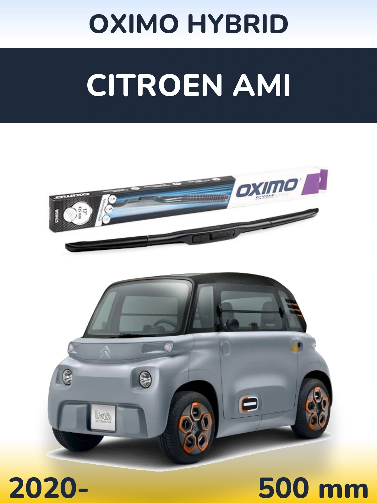 Передня щітка Oximo Hybrid 500 мм для Citroen Ami 2020-2026