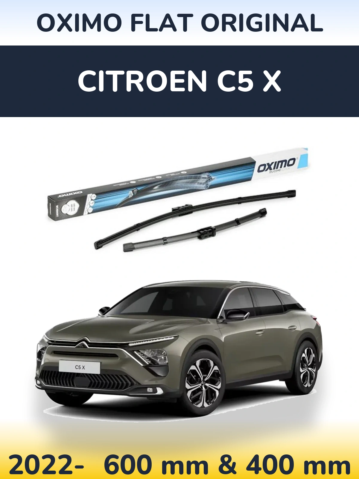 Комплект передніх щіток Oximo Flat Original 600 & 400 мм для Citroen C5 X 2022-2026