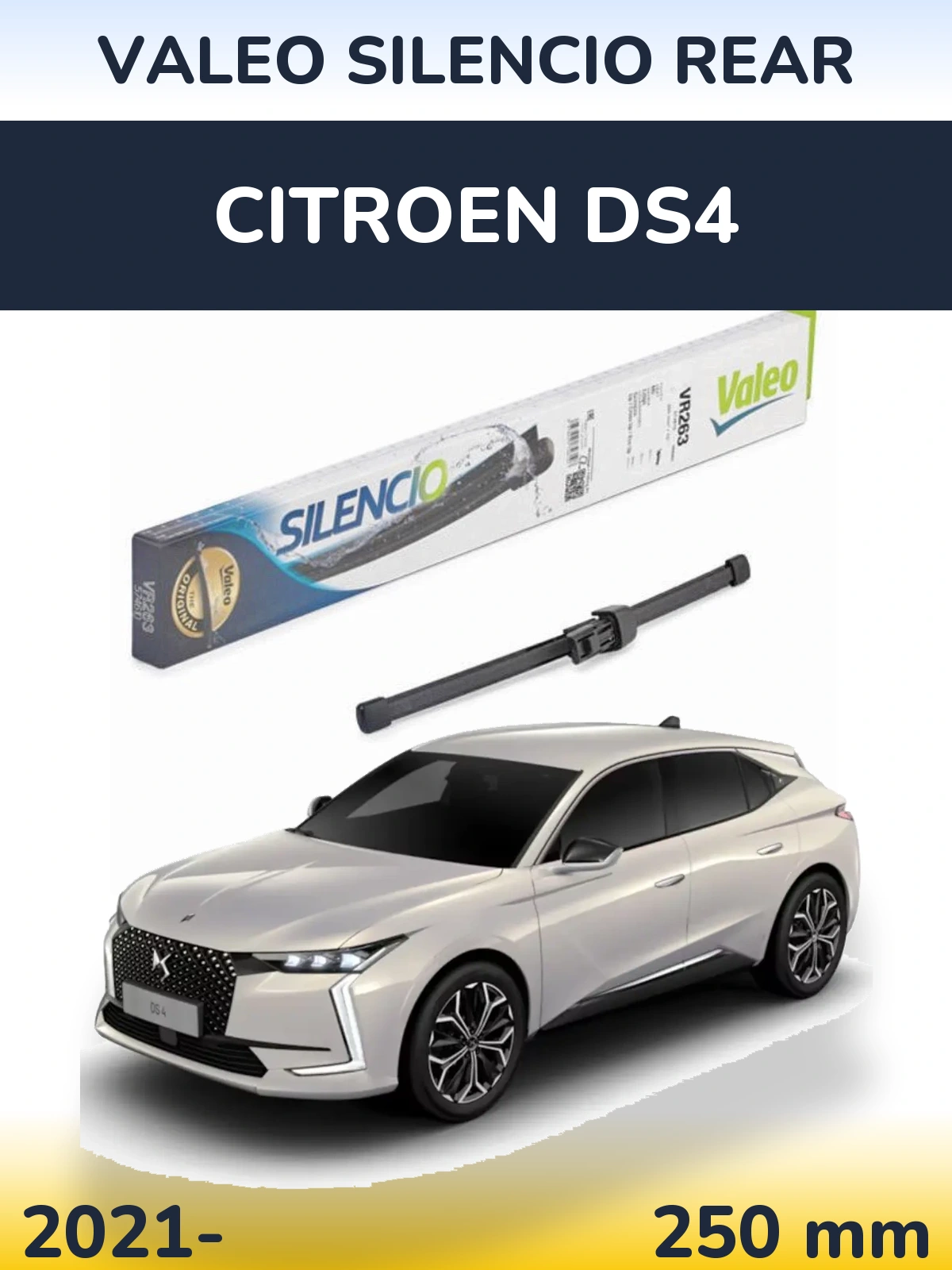 Задний дворник Valeo Silencio Rear 250 мм для Citroen DS4 2021-2026