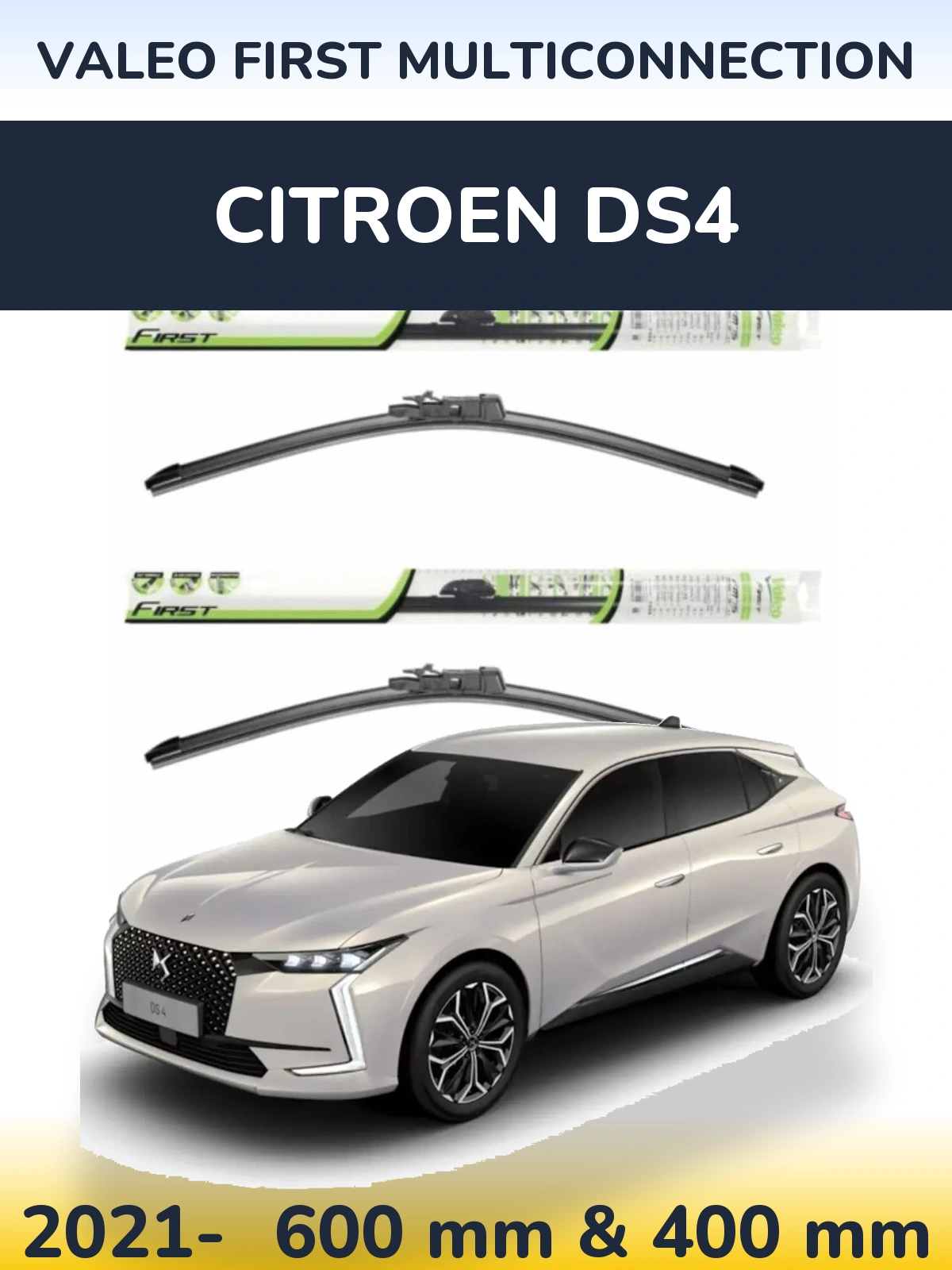 Комплект передних дворников Valeo First MultiConnection 600 & 400 мм для Citroen DS4 2021-2026