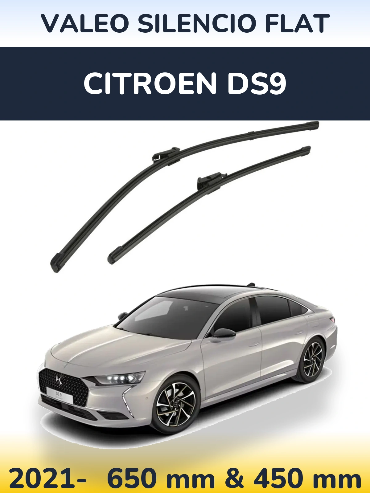 Komplet przednich wycieraczek Valeo Silencio Flat 650 & 450 mm do Citroen DS9 2021-2026