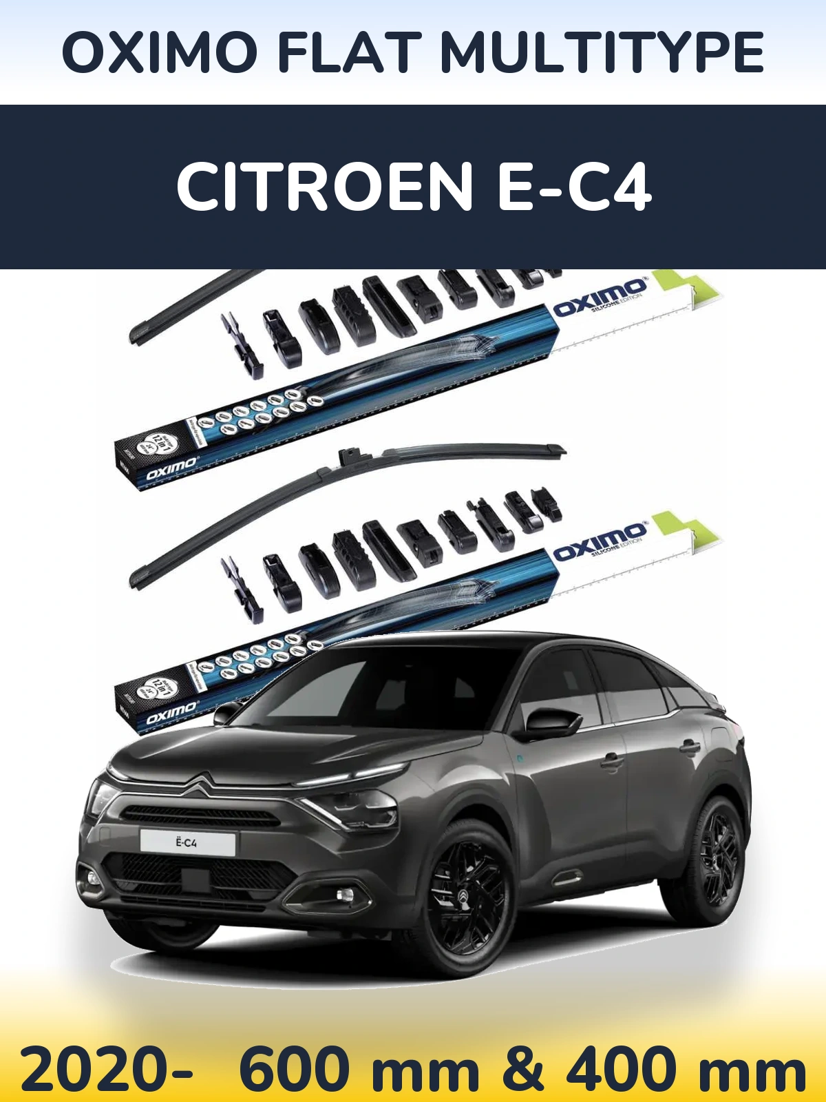 Комплект передних дворников Oximo Flat MultiТипe 600 & 400 мм для Citroen e-C4 2020-2026