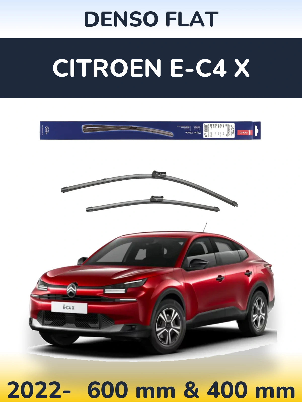 Комплект передних дворников Denso Flat 600 & 400 мм для Citroen e-C4 X 2022-2026
