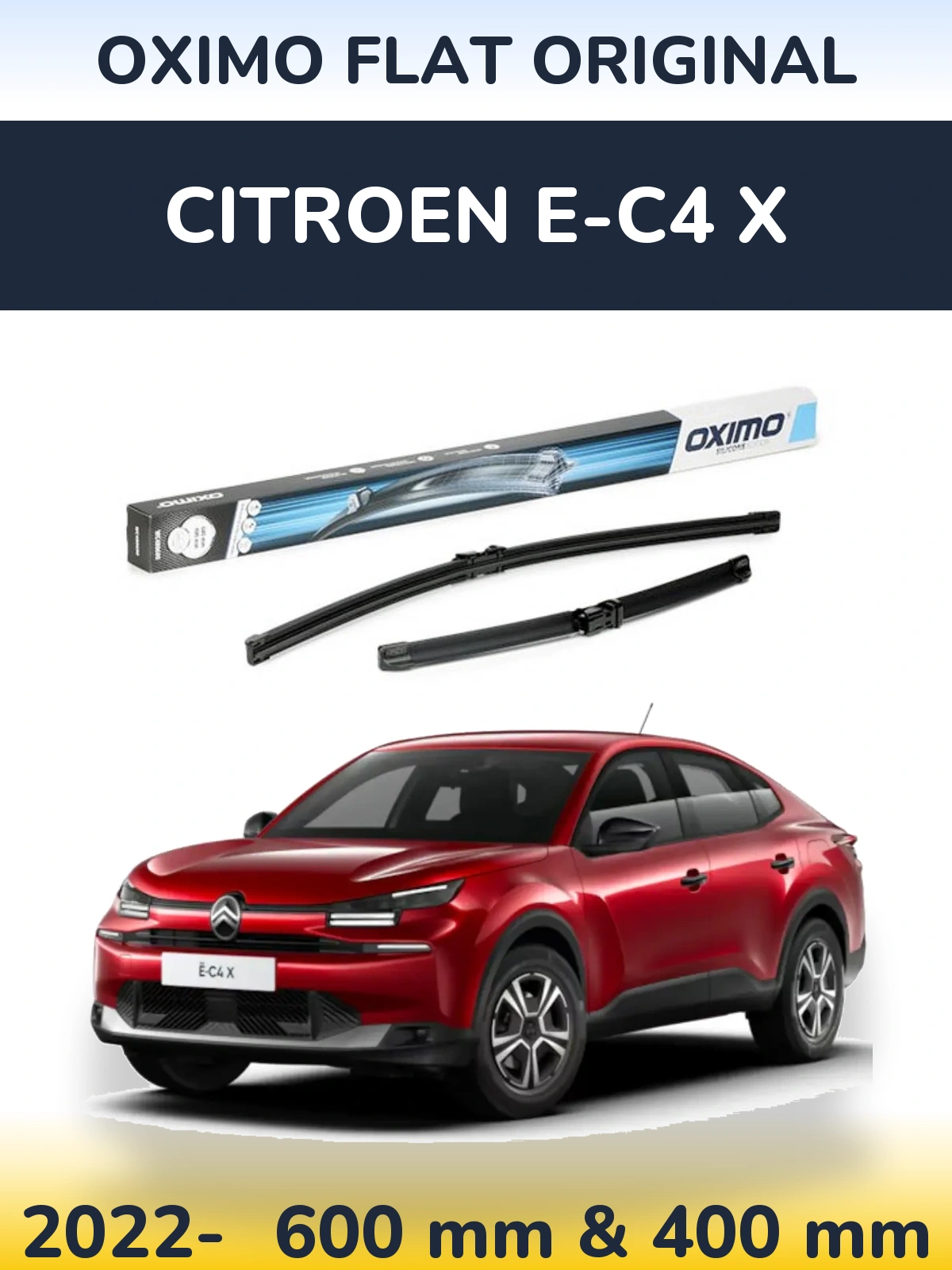 Комплект передних дворников Oximo Flat Original 600 & 400 мм для Citroen e-C4 X 2022-2026