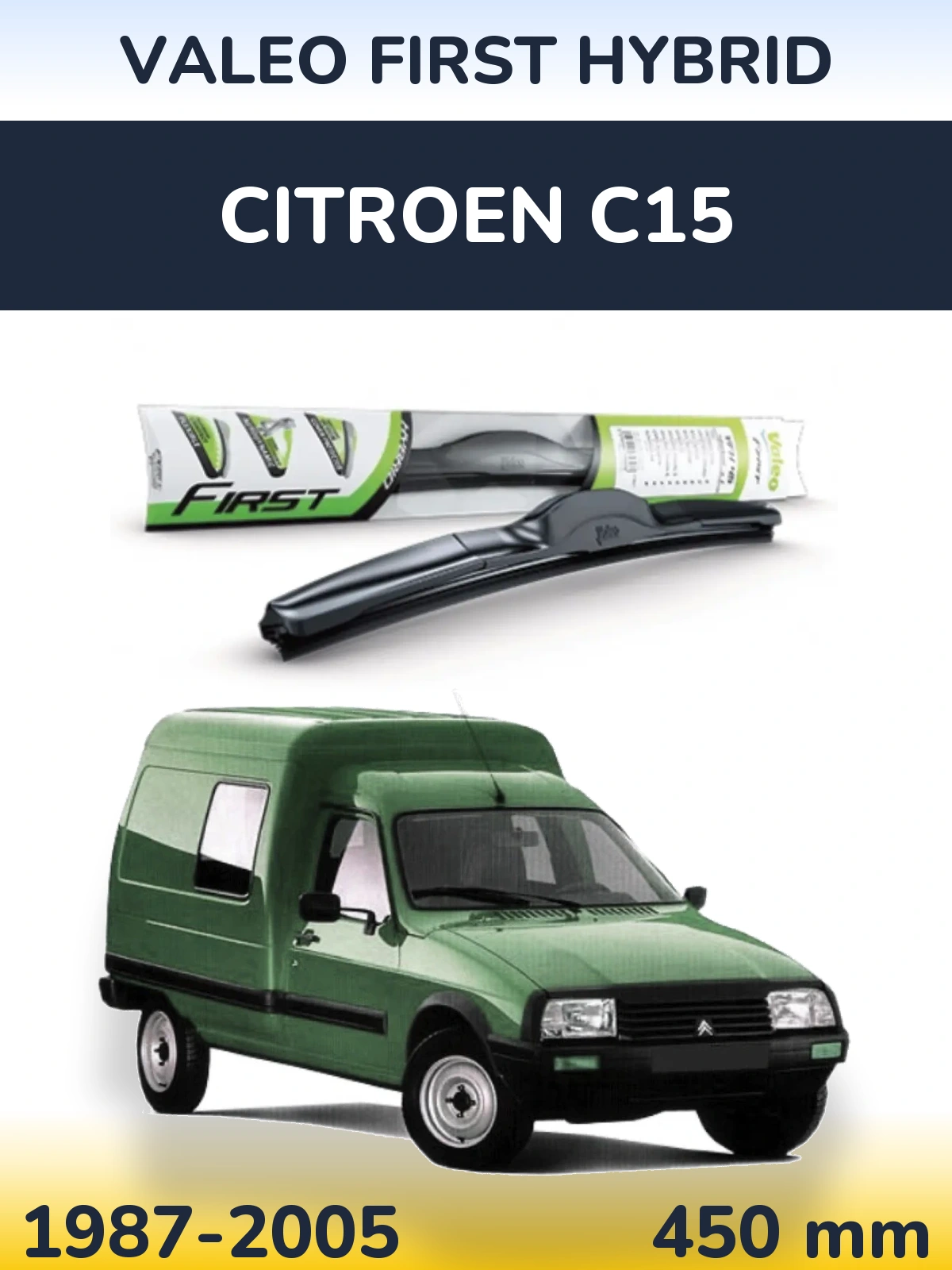 Передний дворник Valeo First Hybrid 450 мм для Citroen C15 1987-2005
