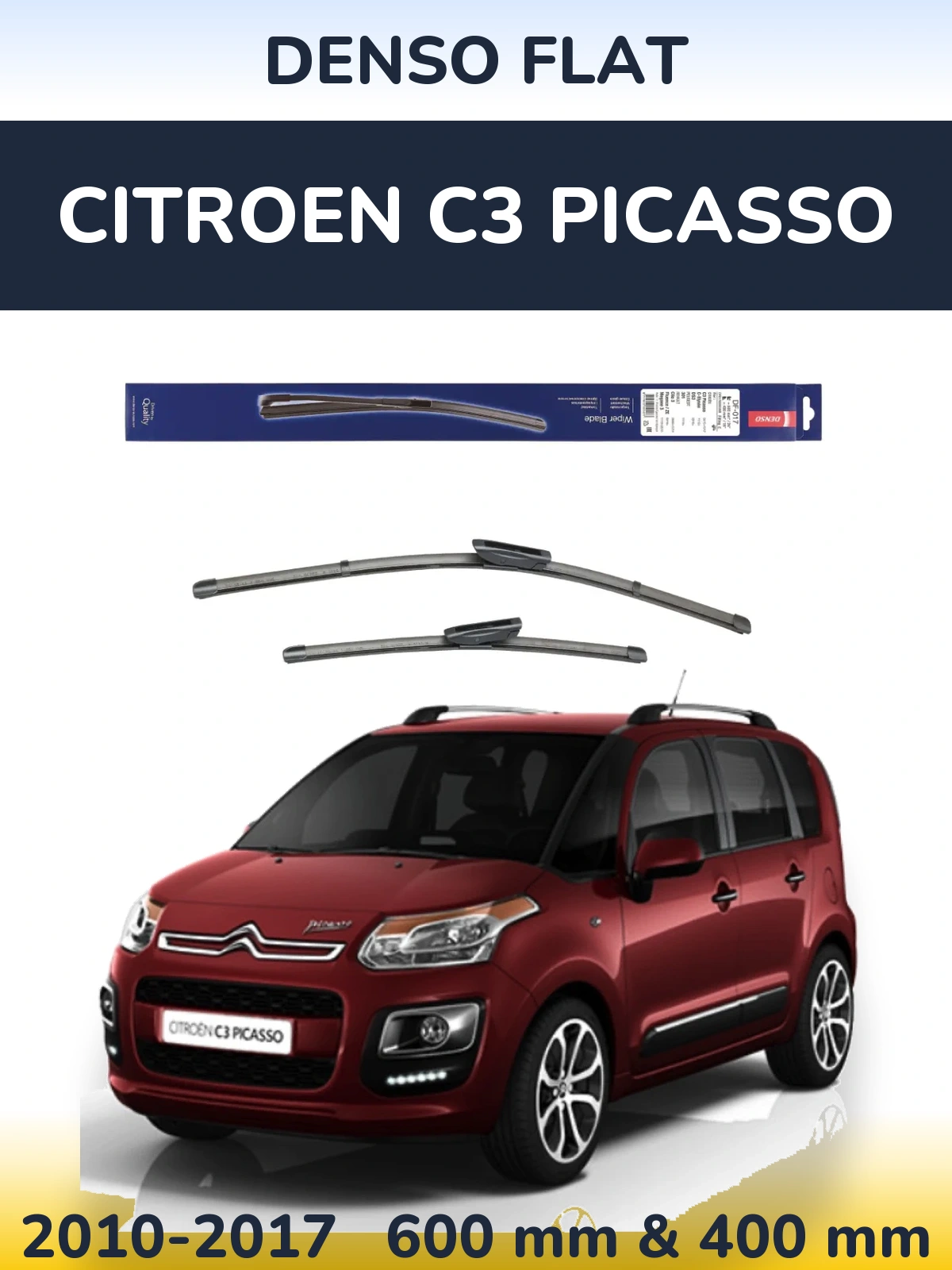 Komplet przednich wycieraczek Denso Flat 600 & 400 mm do Citroen C3 Picasso 2010-2017