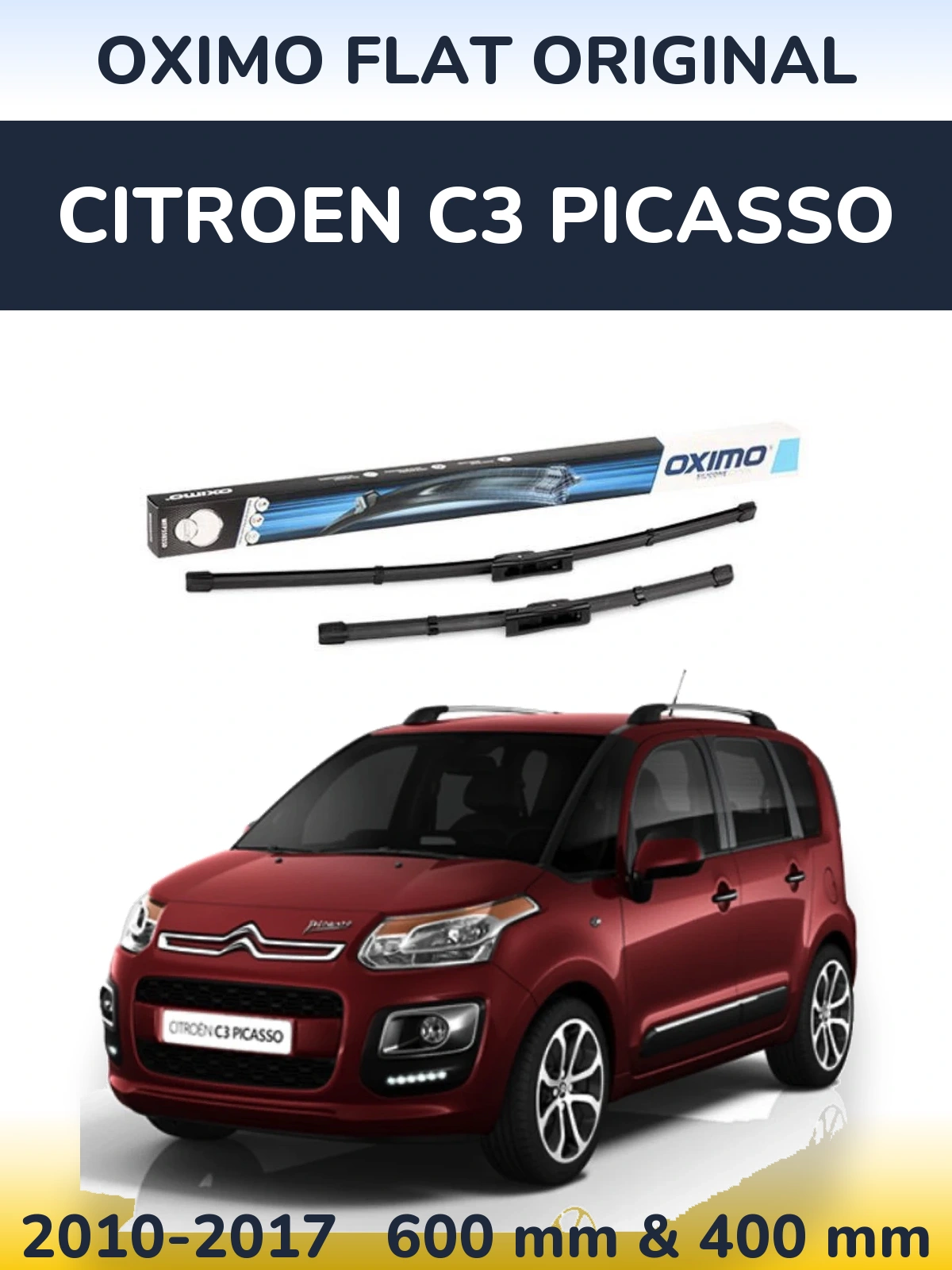 Komplet przednich wycieraczek Oximo Flat Original 600 & 400 mm do Citroen C3 Picasso 2010-2017