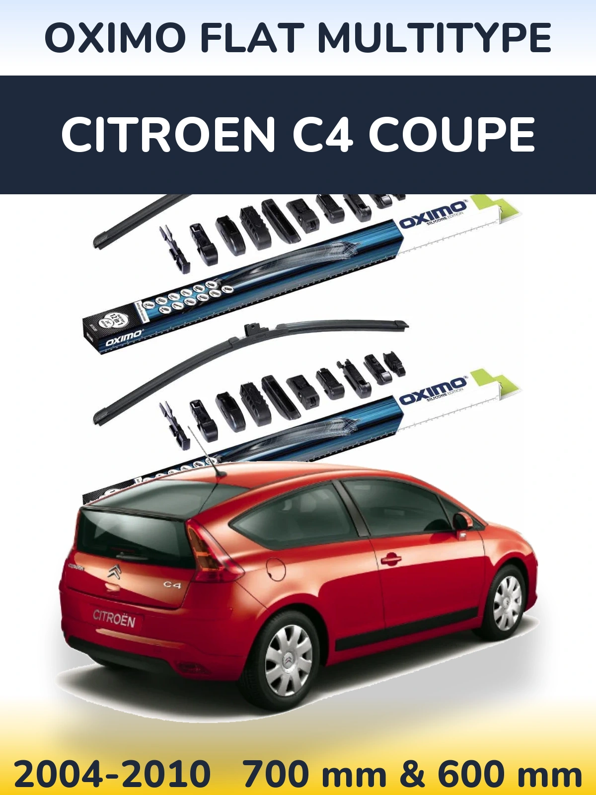 Комплект передних дворников Oximo Flat MultiТипe 700 & 600 мм для Citroen C4 Coupe 2004-2010
