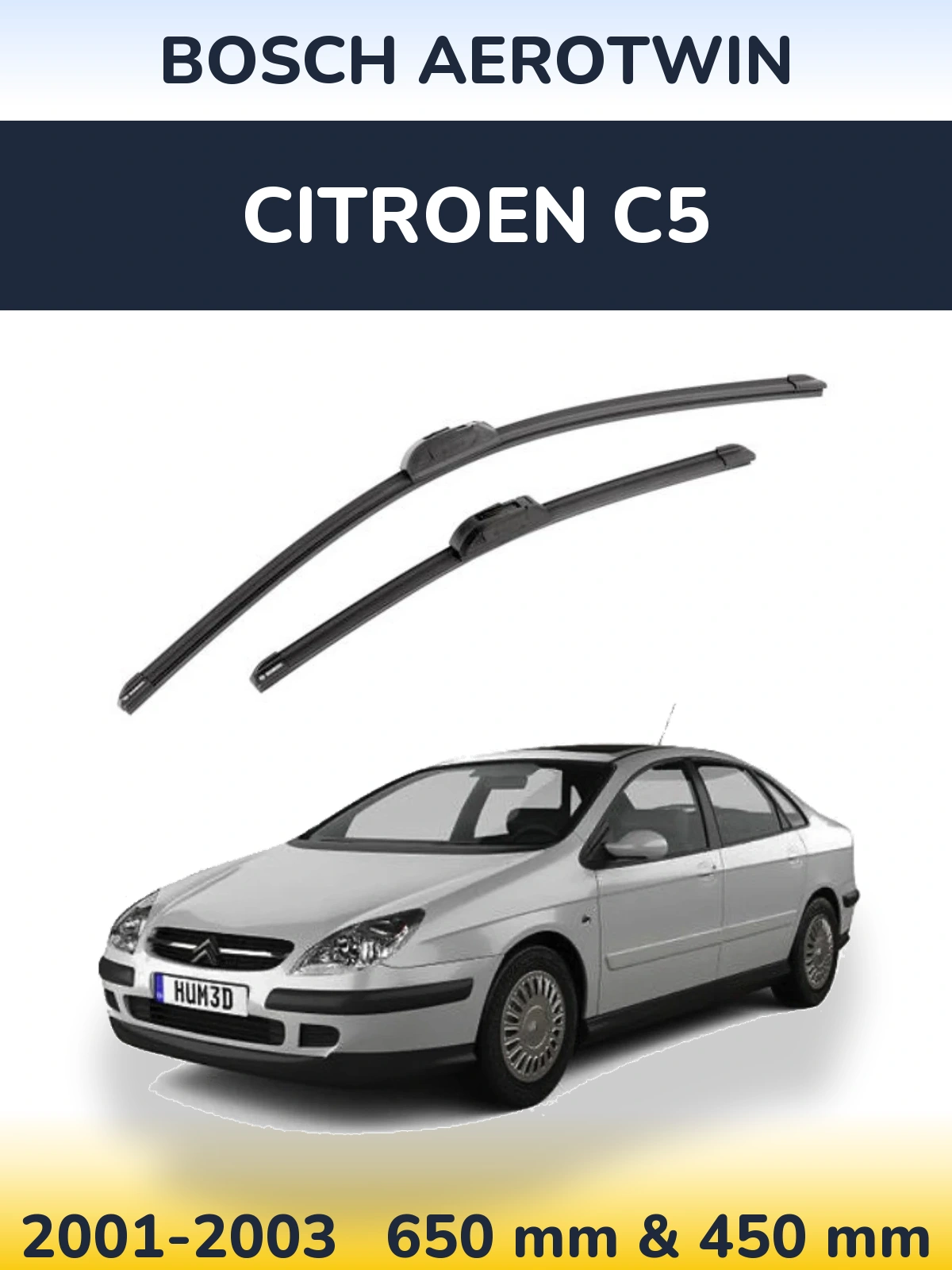 Комплект передніх щіток BOSCH AeroTwin 650 & 450 мм для Citroen C5 2001-2003