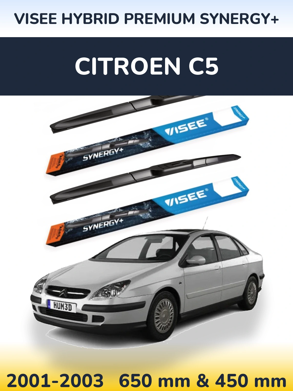 Комплект передних дворников VISEE HYBRID PREMIUM SYNERGY+ 650 & 450 мм для Citroen C5 2001-2003