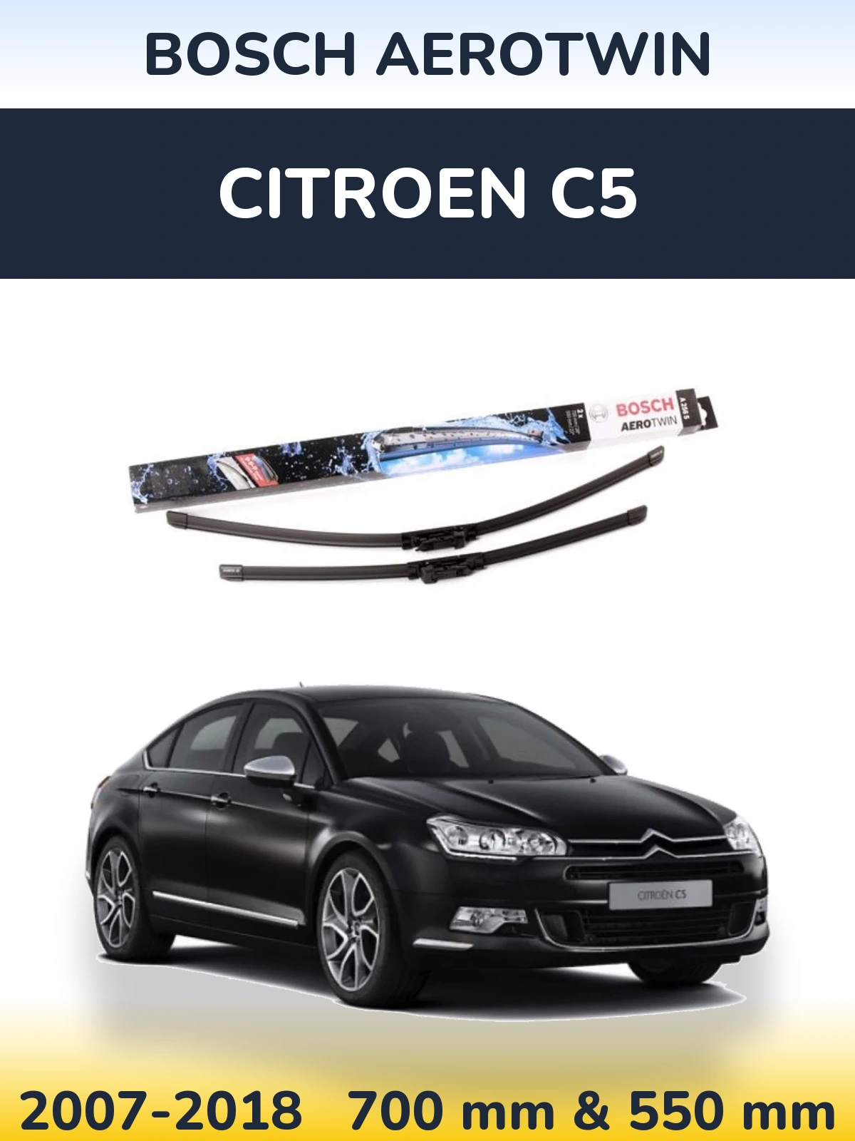 Komplet przednich wycieraczek BOSCH AeroTwin 700 & 550 mm do Citroen C5 2007-2018