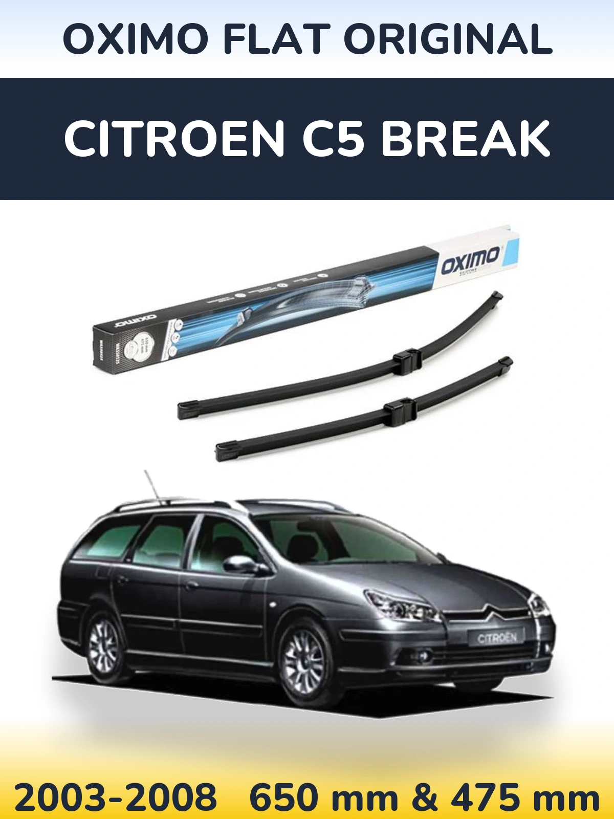 Комплект передних дворников Oximo Flat Original 650 & 475 мм для Citroen C5 Break 2003-2008