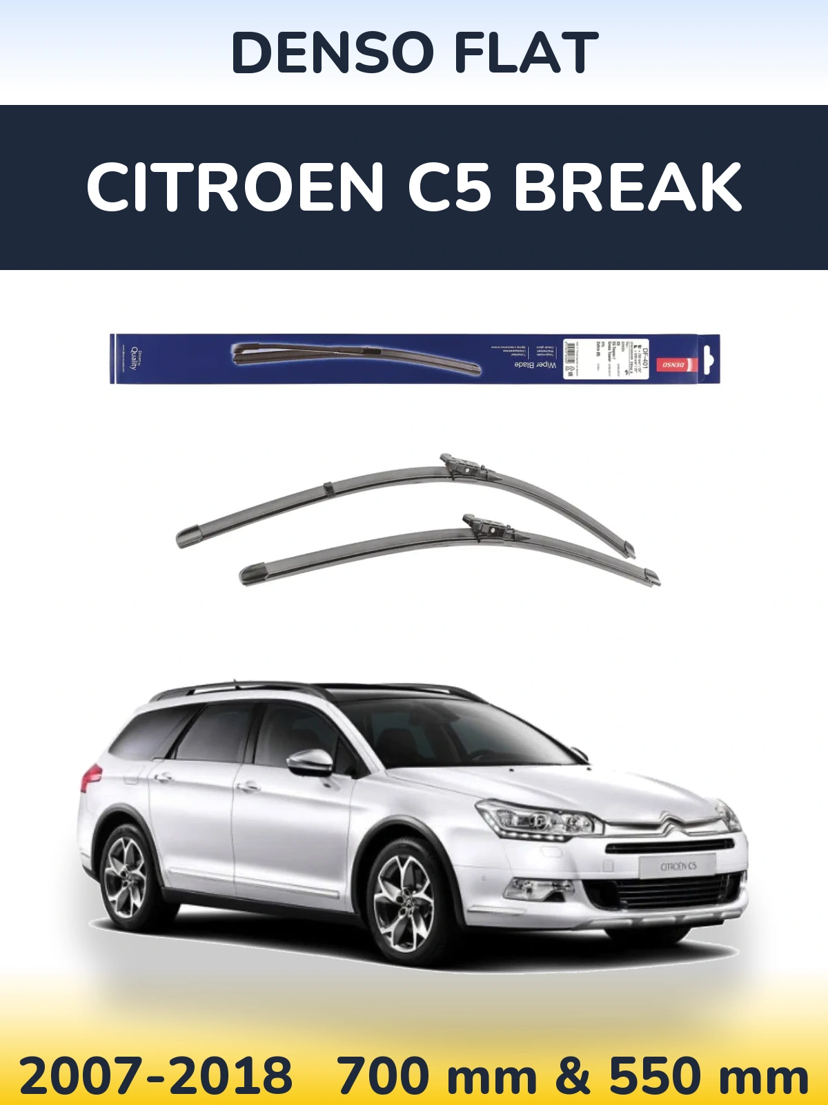 Комплект передніх щіток Denso Flat 700 & 550 мм для Citroen C5 Break 2007-2018