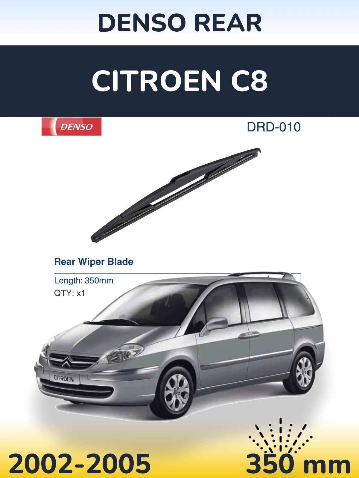 Rear wiper blade Denso Rear 350 mm for Citroen C8 2002-2005