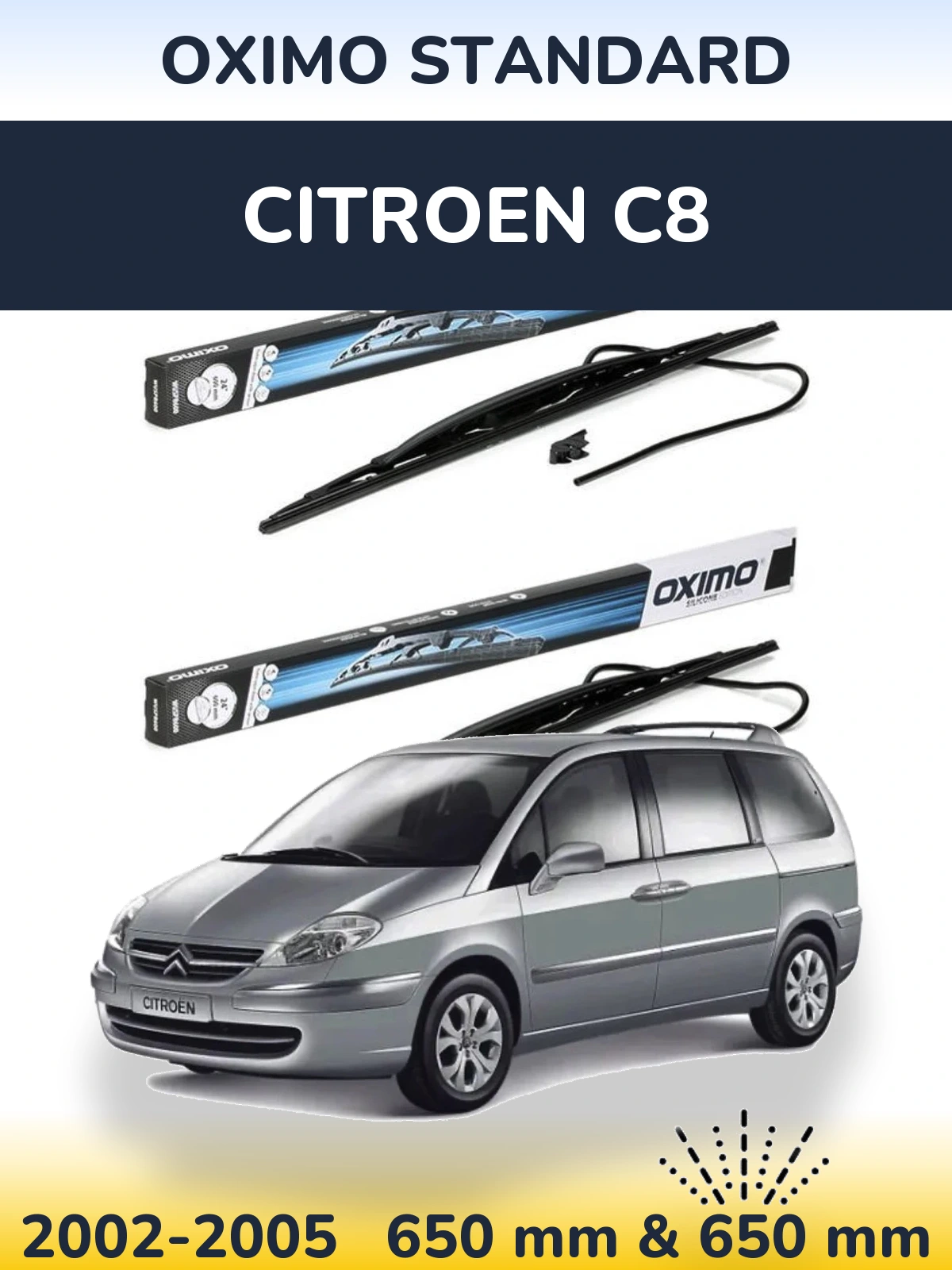 Комплект передних дворников Oximo Standard 650 & 650 мм для Citroen C8 2002-2005