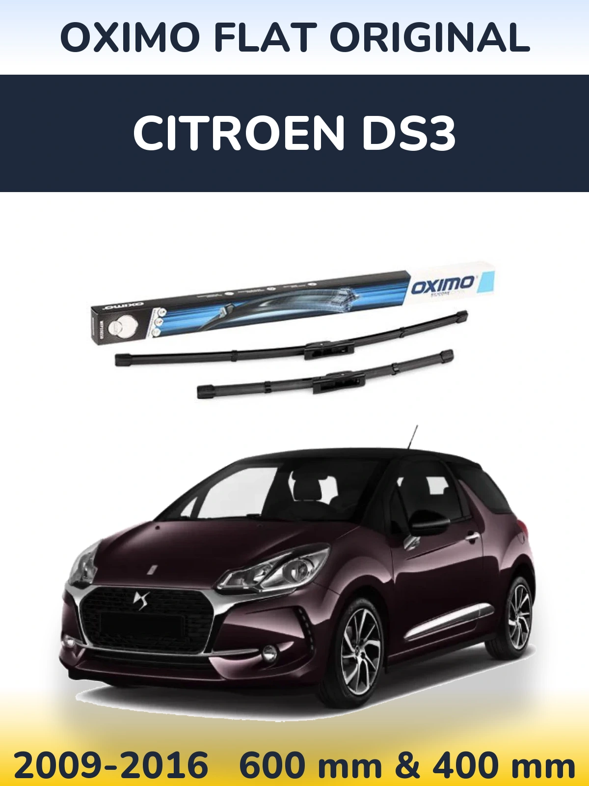 Комплект передних дворников Oximo Flat Original 600 & 400 мм для Citroen DS3 2009-2016