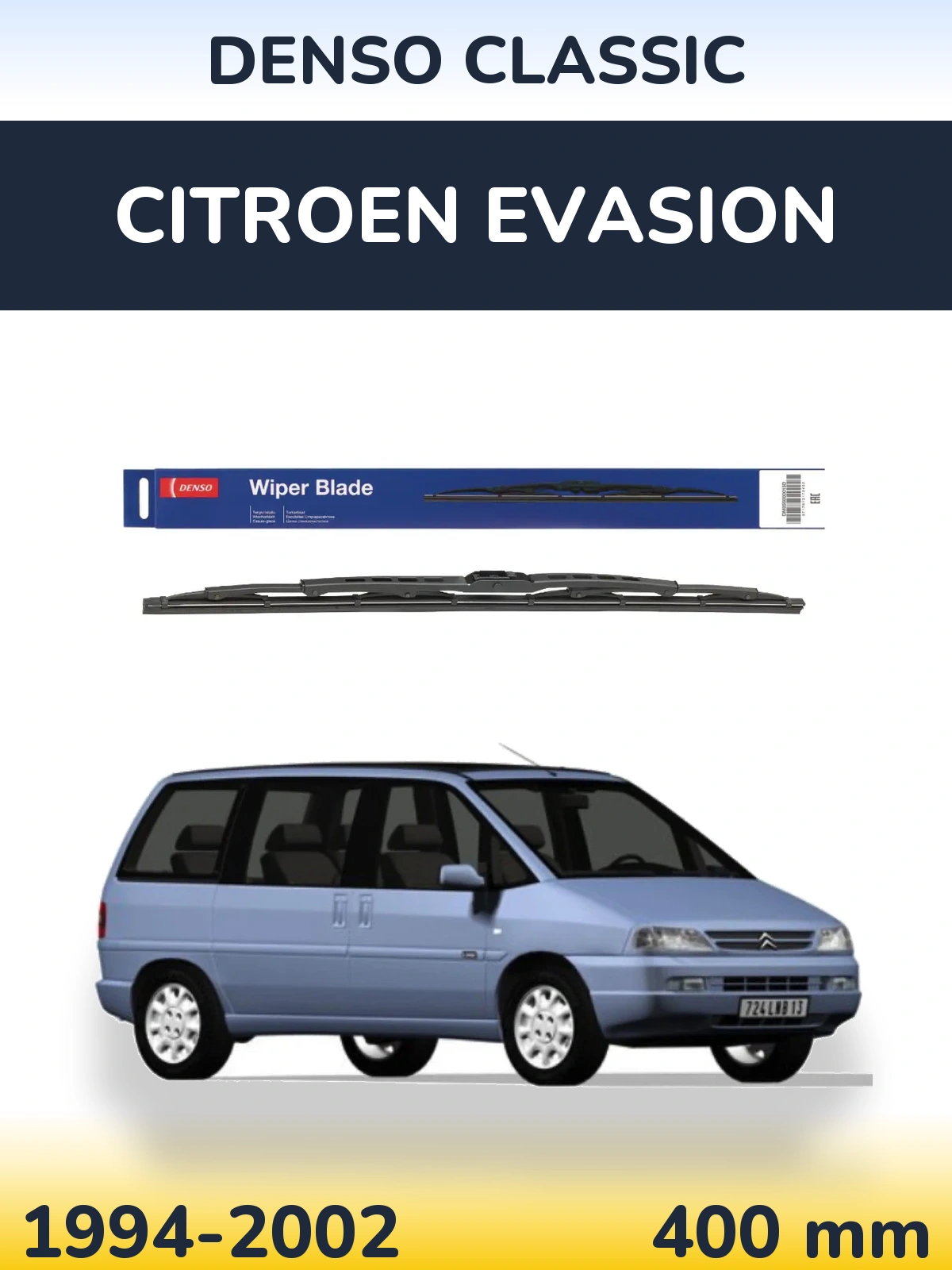 Rear wiper blade Denso Classic 400 mm for Citroen Evasion 1994-2002
