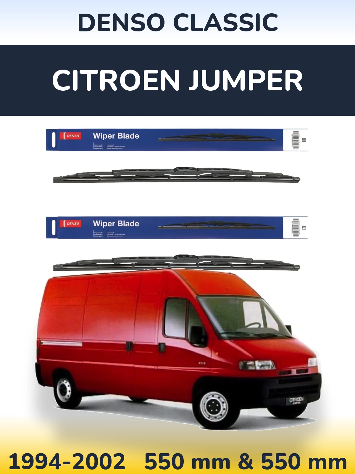 Front wiper blade set Denso Classic 550 & 550 mm for Citroen Jumper 1994-2002
