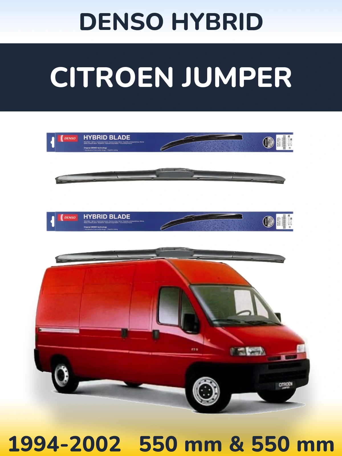 Комплект передних дворников Denso Hybrid 550 & 550 мм для Citroen Jumper 1994-2002