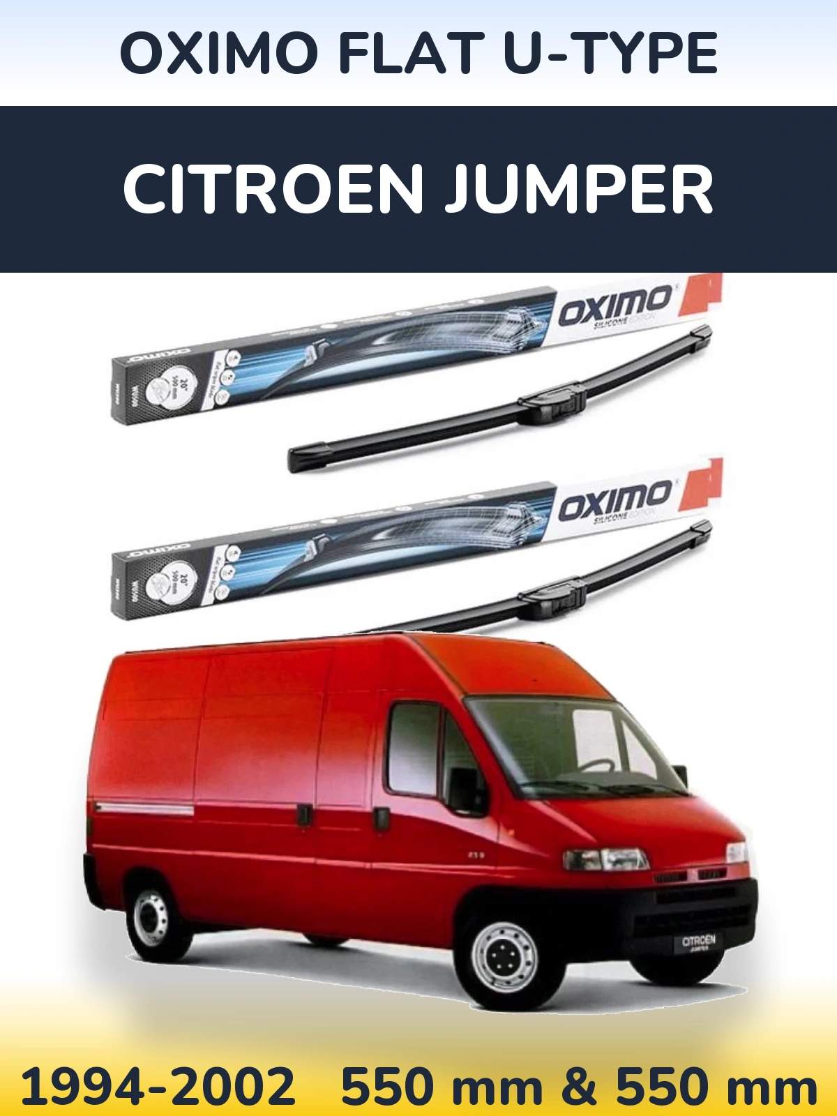Комплект передних дворников Oximo Flat U-type 550 & 550 мм для Citroen Jumper 1994-2002
