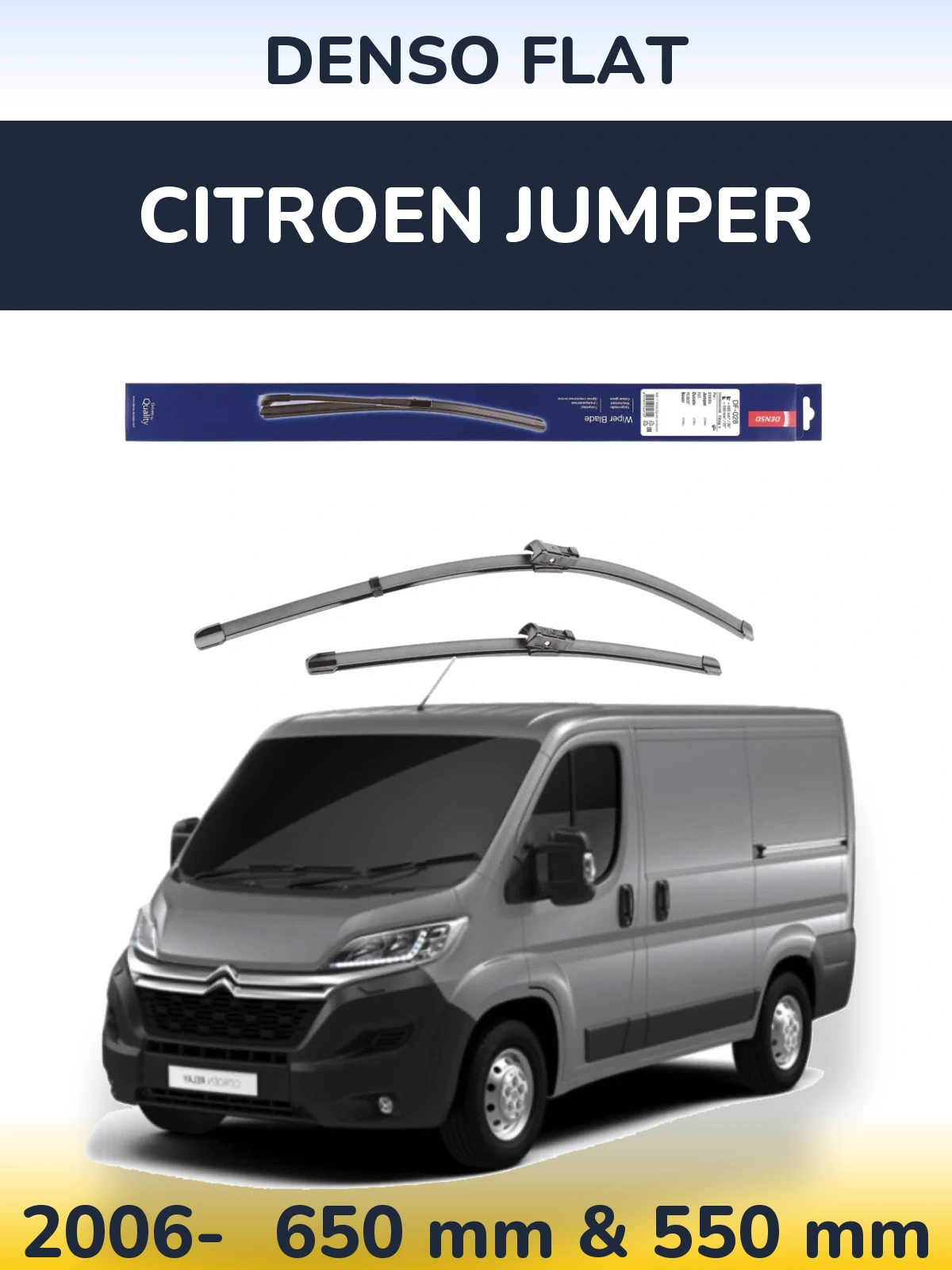 Komplet przednich wycieraczek Denso Flat 650 & 550 mm do Citroen Jumper 2006-2026
