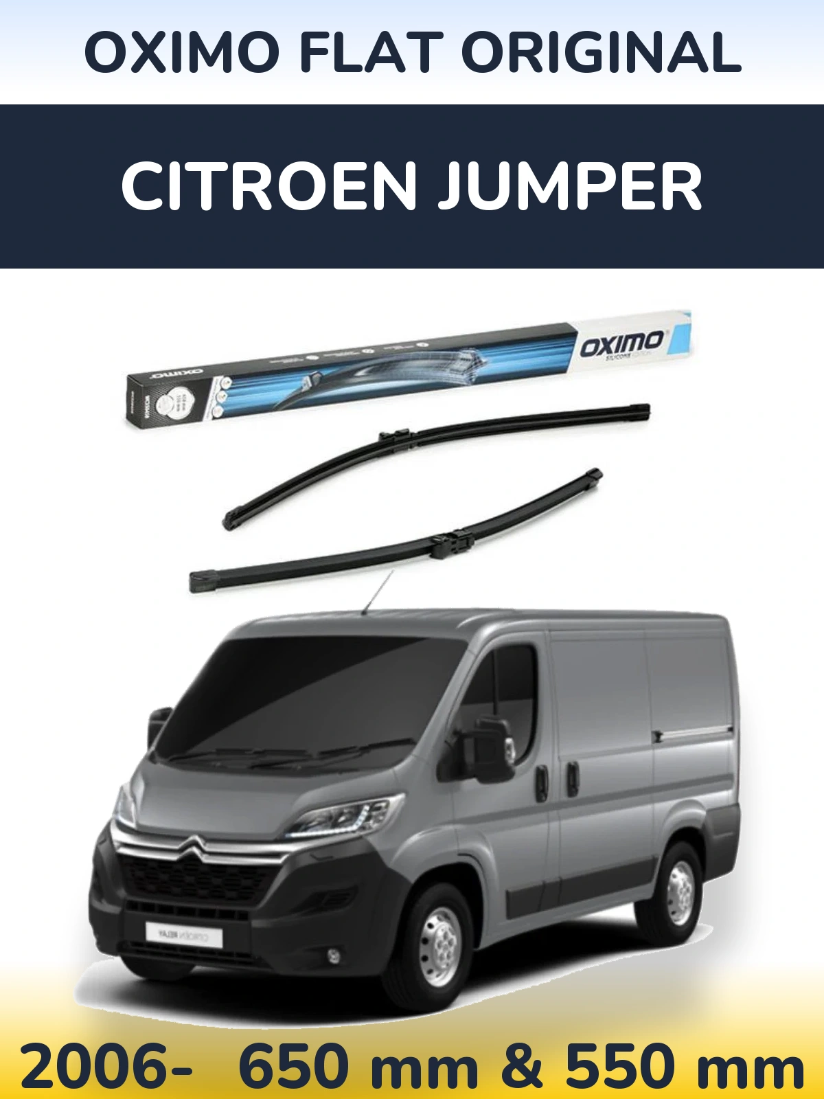 Комплект передних дворников Oximo Flat Original 650 & 550 мм для Citroen Jumper 2006-2026
