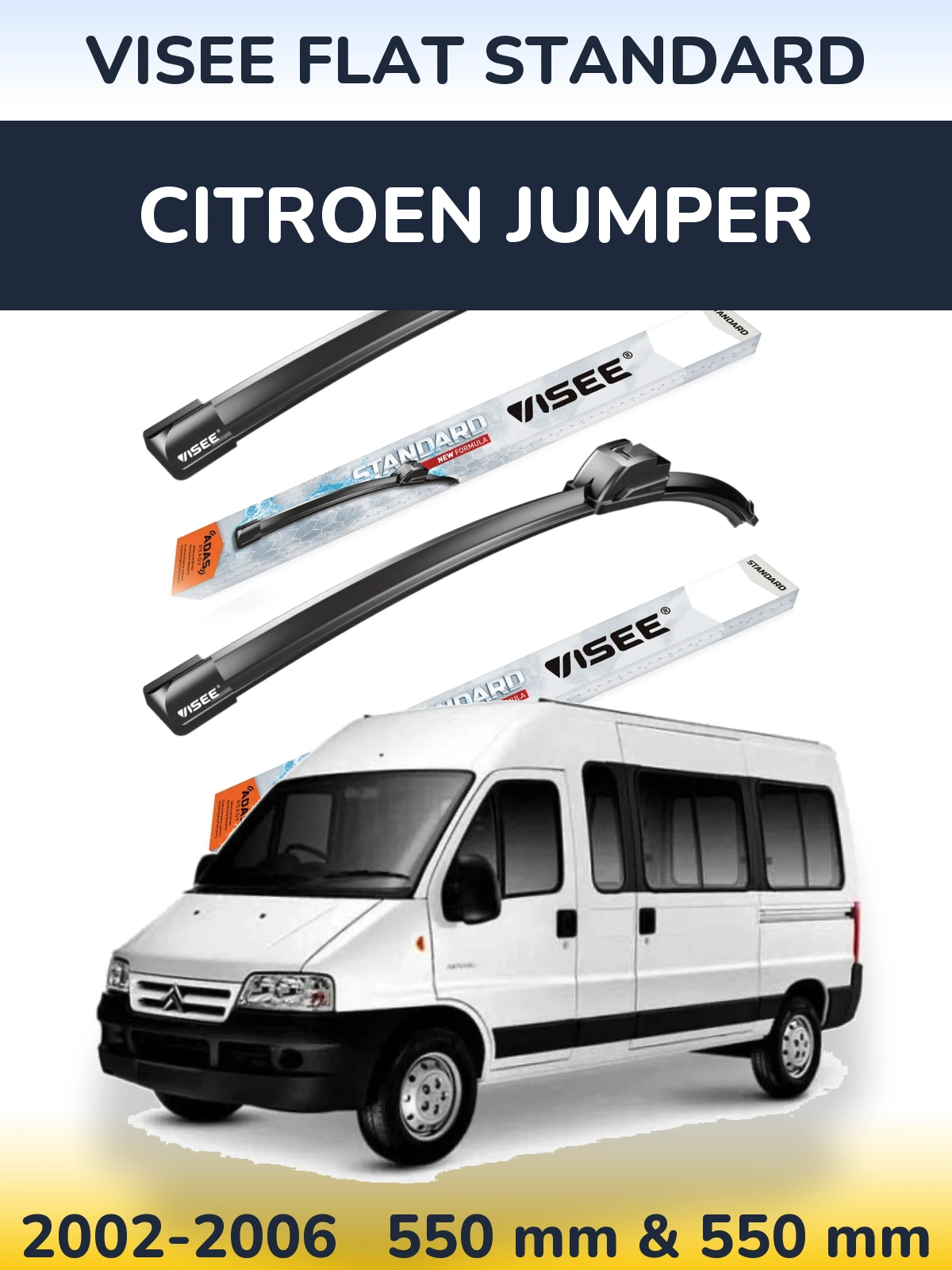 Комплект передних дворников VISEE FLAT STANDARD 550 & 550 мм для Citroen Jumper 2002-2006