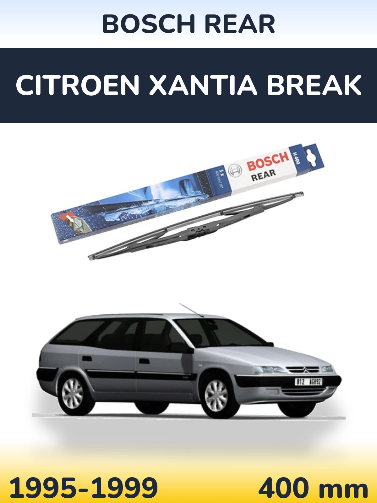 Rear wiper blade BOSCH Rear 400 mm for Citroen Xantia Break 1995-1999
