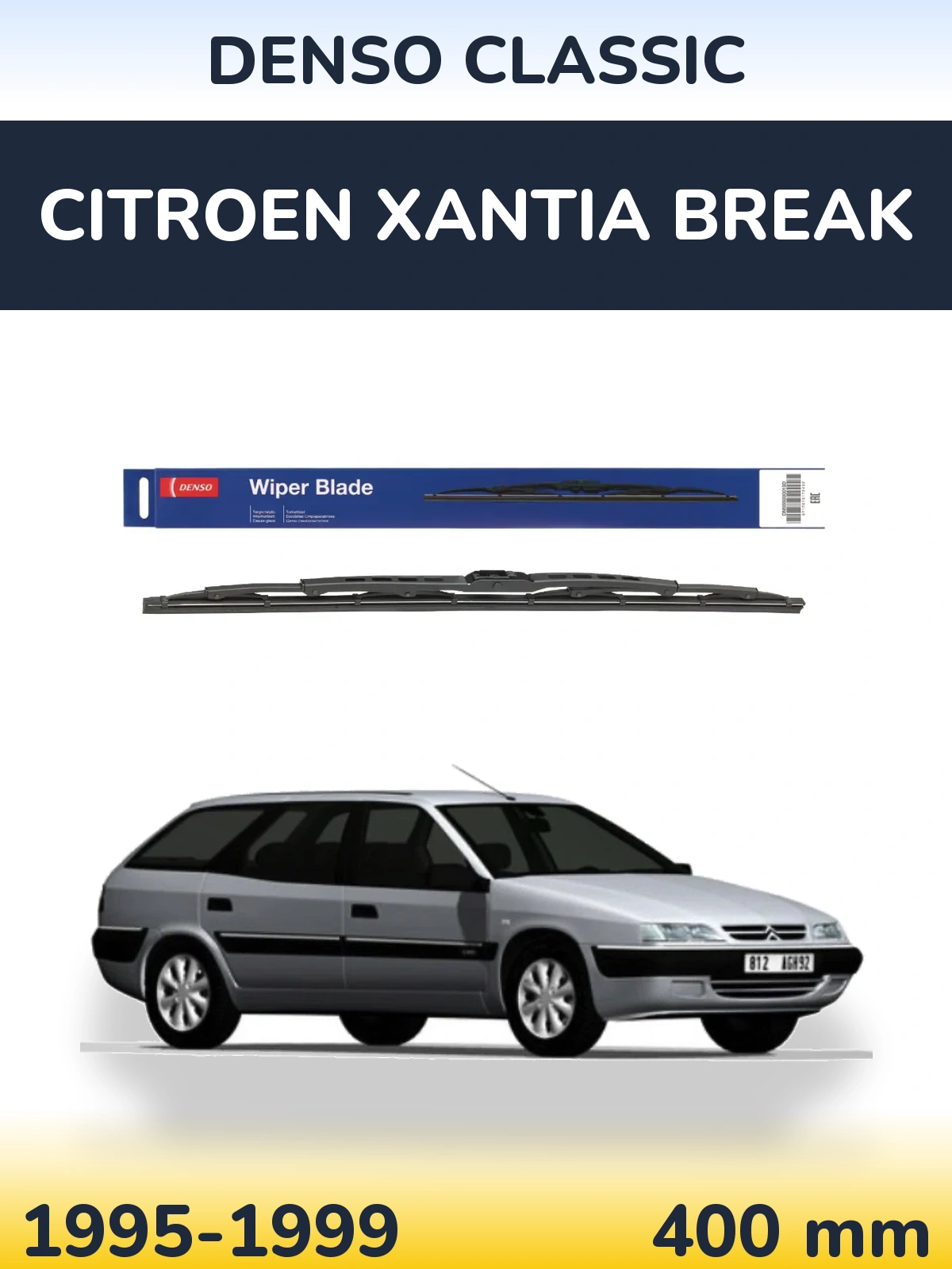 Rear wiper blade Denso Classic 400 mm for Citroen Xantia Break 1995-1999