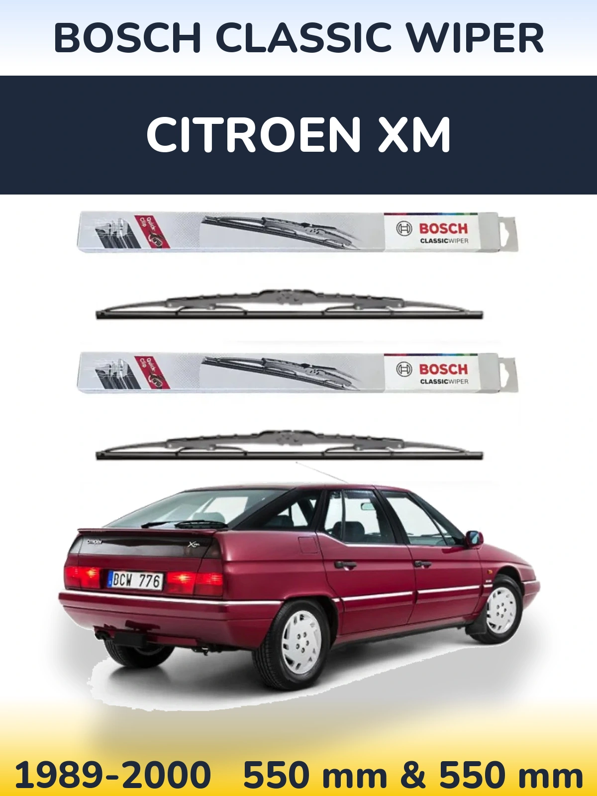 Комплект передних дворников BOSCH Classic Wiper 550 & 550 мм для Citroen XM 1989-2000