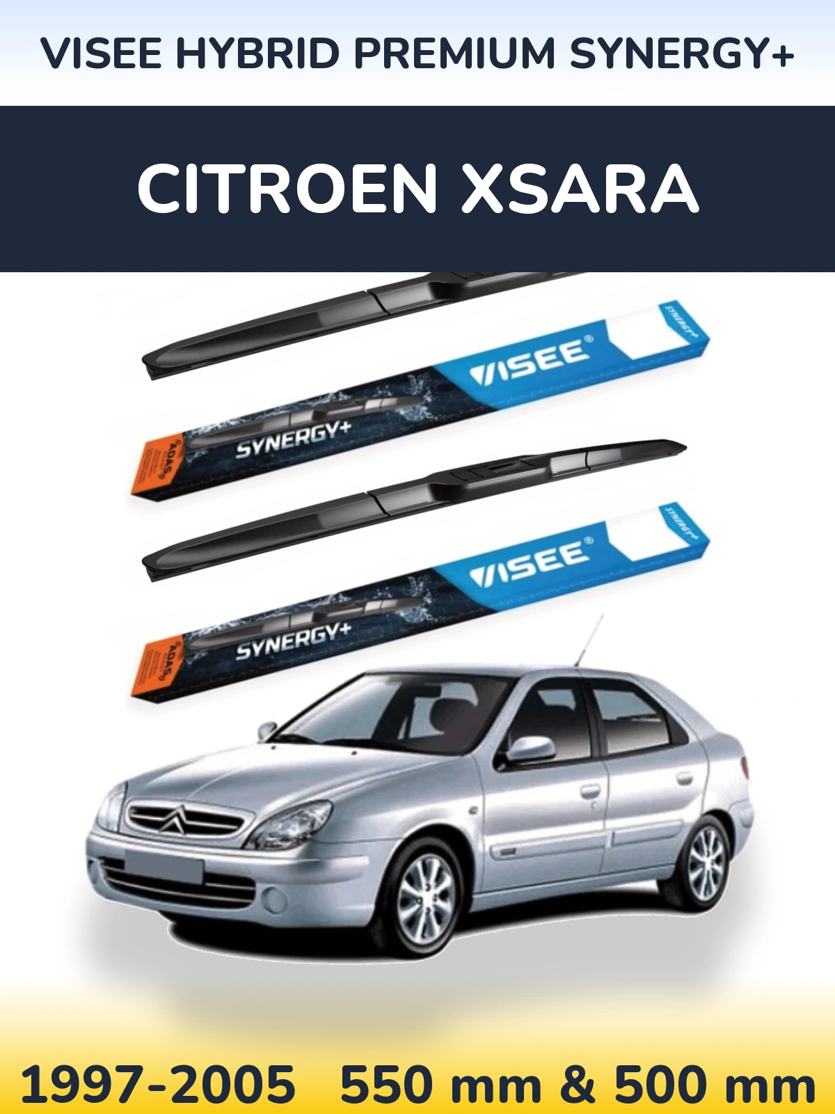 Комплект передних дворников VISEE HYBRID PREMIUM SYNERGY+ 550 & 500 мм для Citroen Xsara 1997-2005