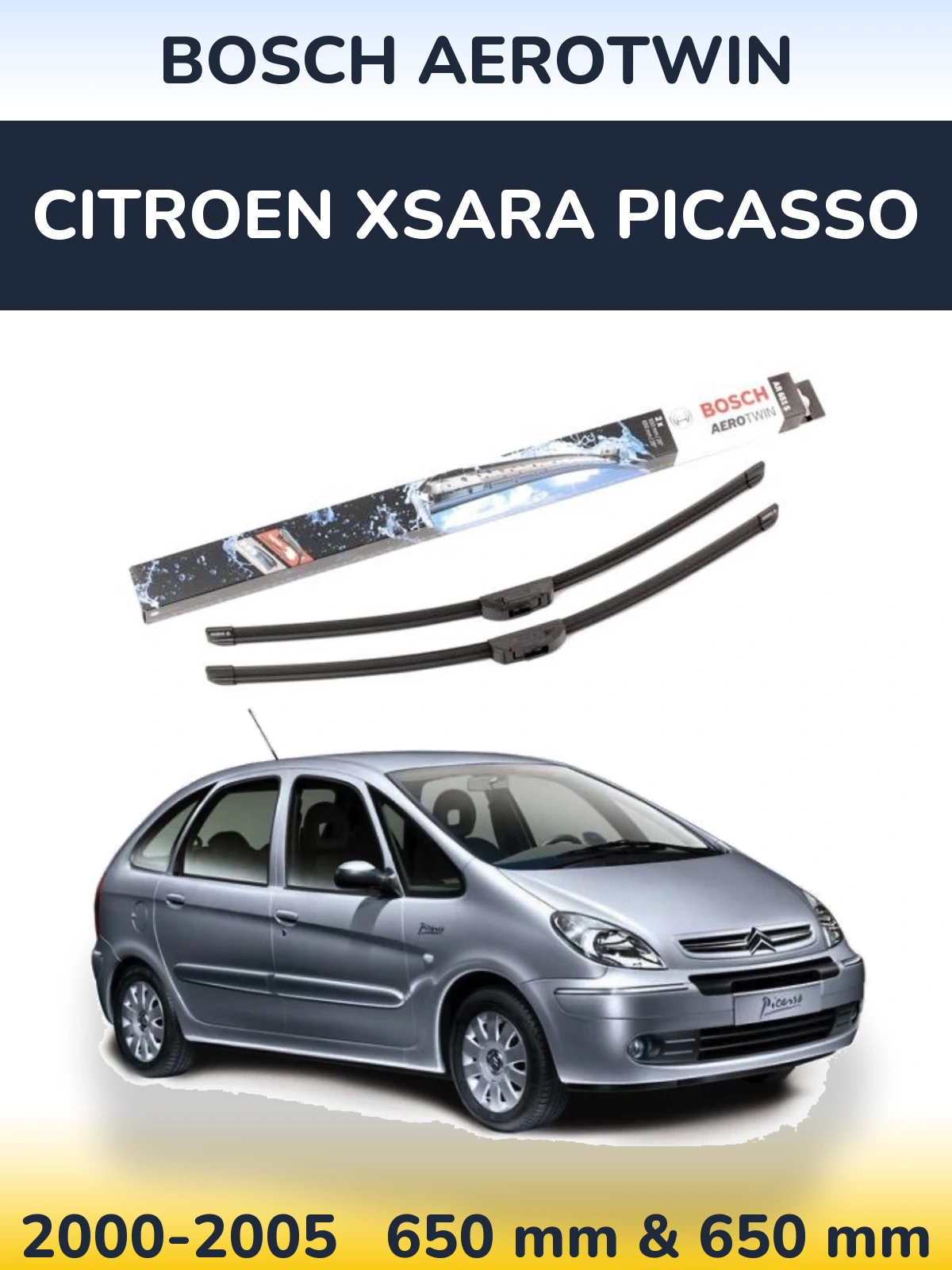 Комплект передних дворников BOSCH AeroTwin 650 & 650 мм для Citroen Xsara Picasso 2000-2005