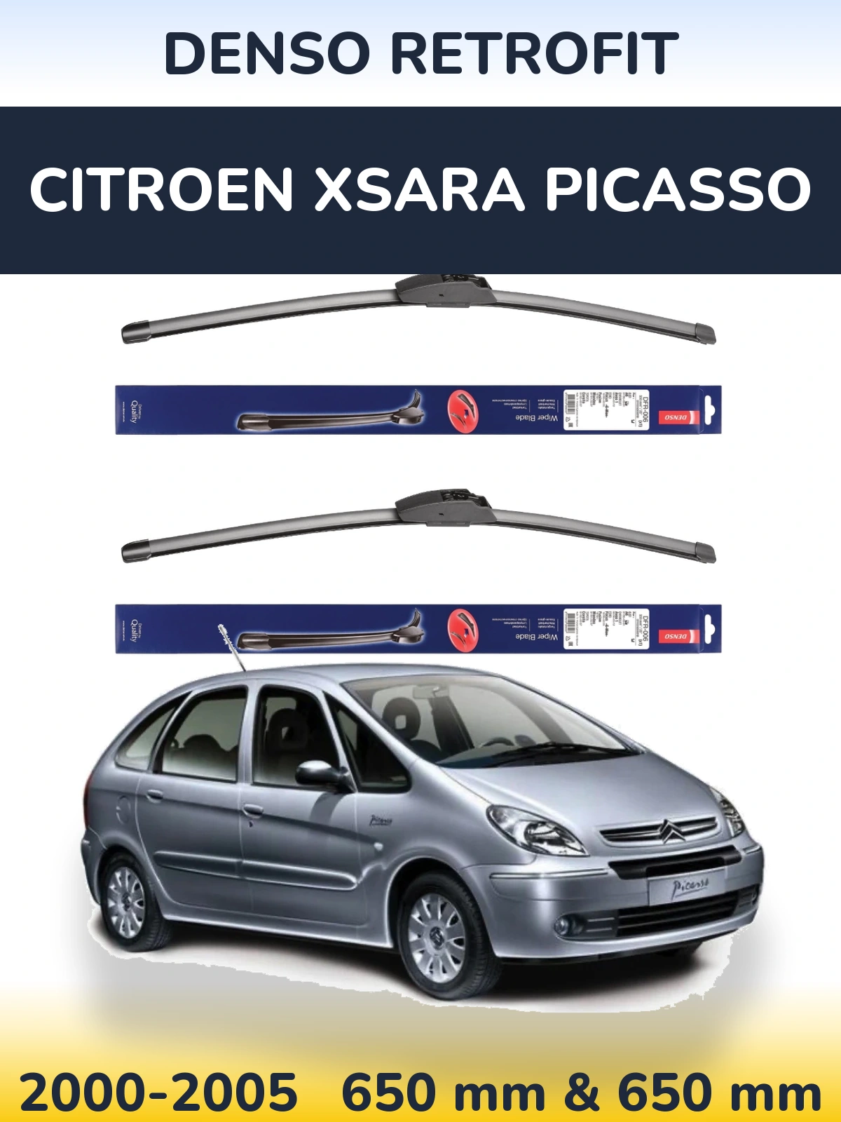Комплект передних дворников Denso Retrofit 650 & 650 мм для Citroen Xsara Picasso 2000-2005