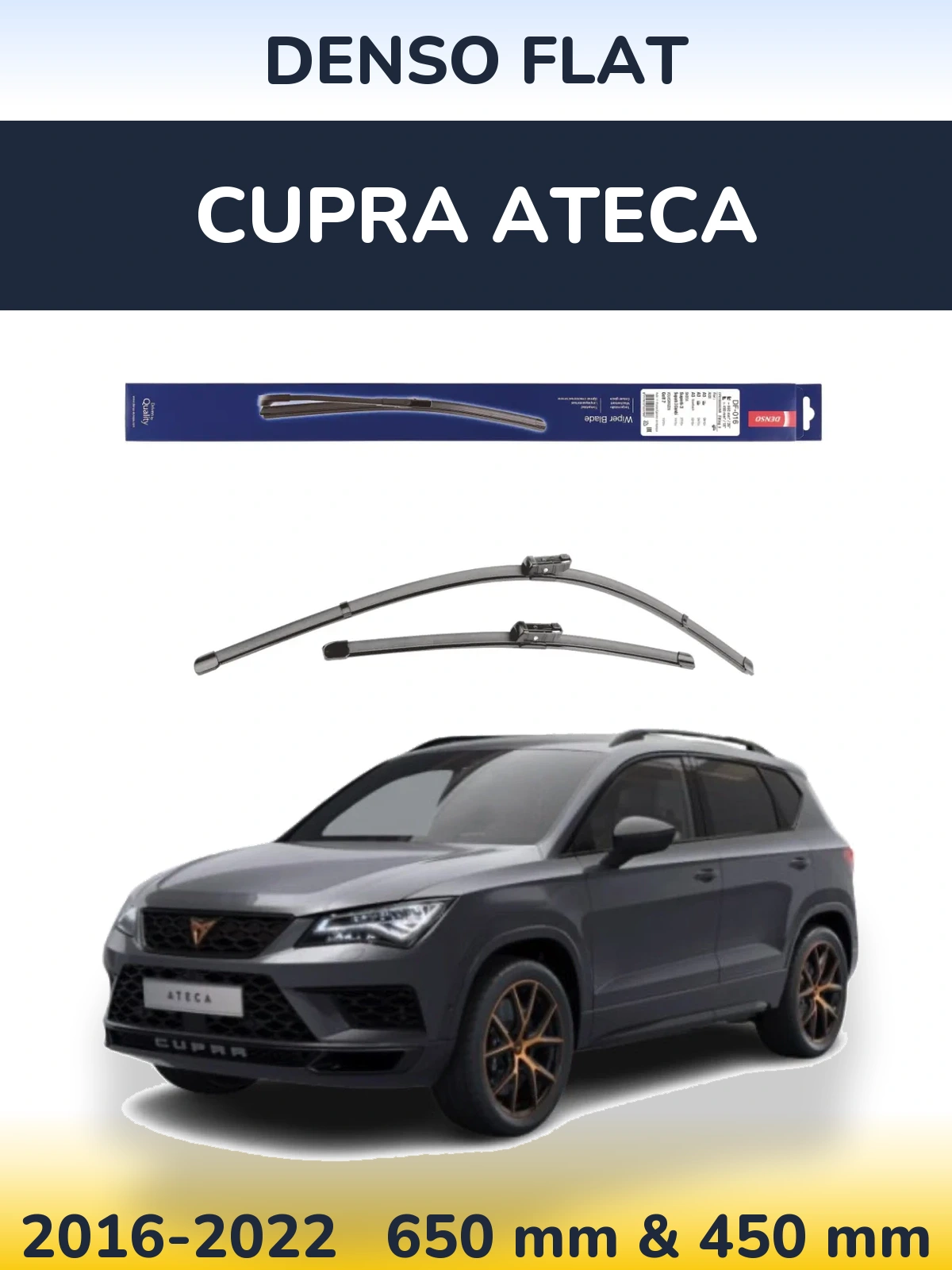 Komplet przednich wycieraczek Denso Flat 650 & 450 mm do Cupra Ateca 2016-2022
