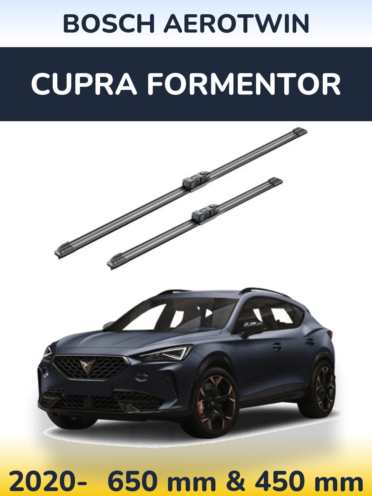 Komplet przednich wycieraczek BOSCH AeroTwin 650 & 450 mm do Cupra Formentor 2020-2026