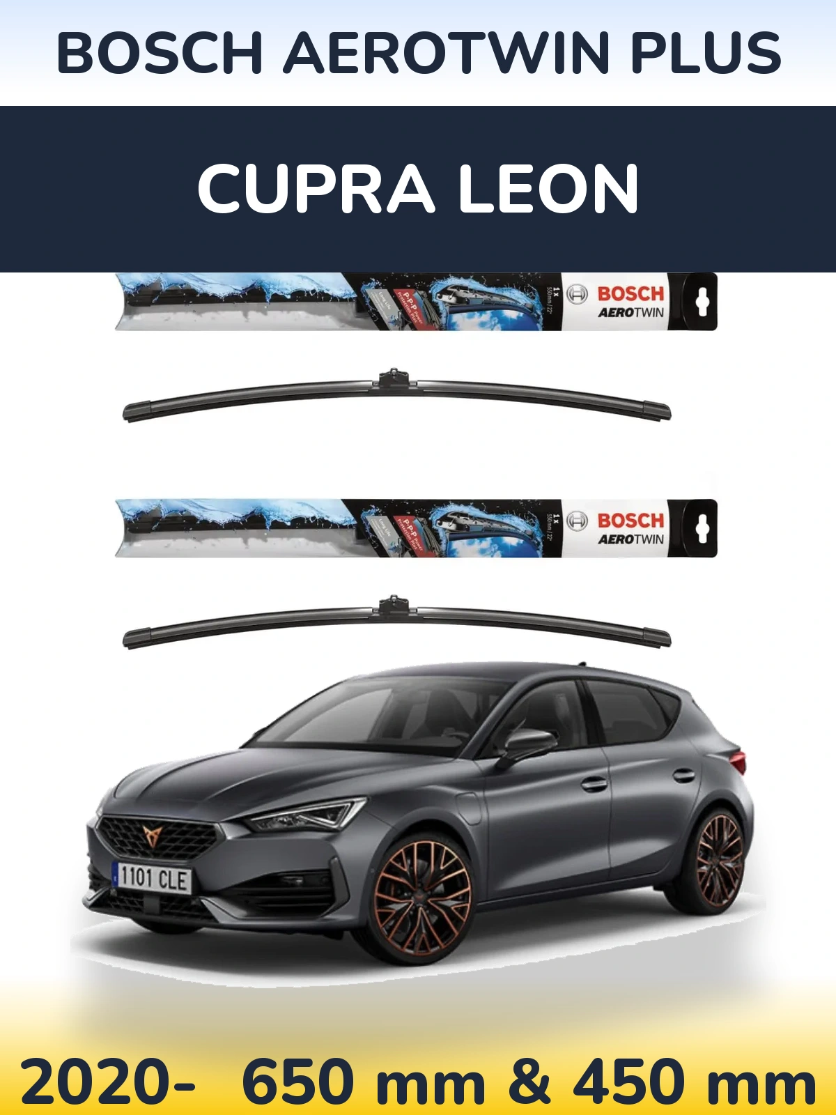 Komplet przednich wycieraczek BOSCH AeroTwin Plus 650 & 450 mm do Cupra Leon 2020-2026