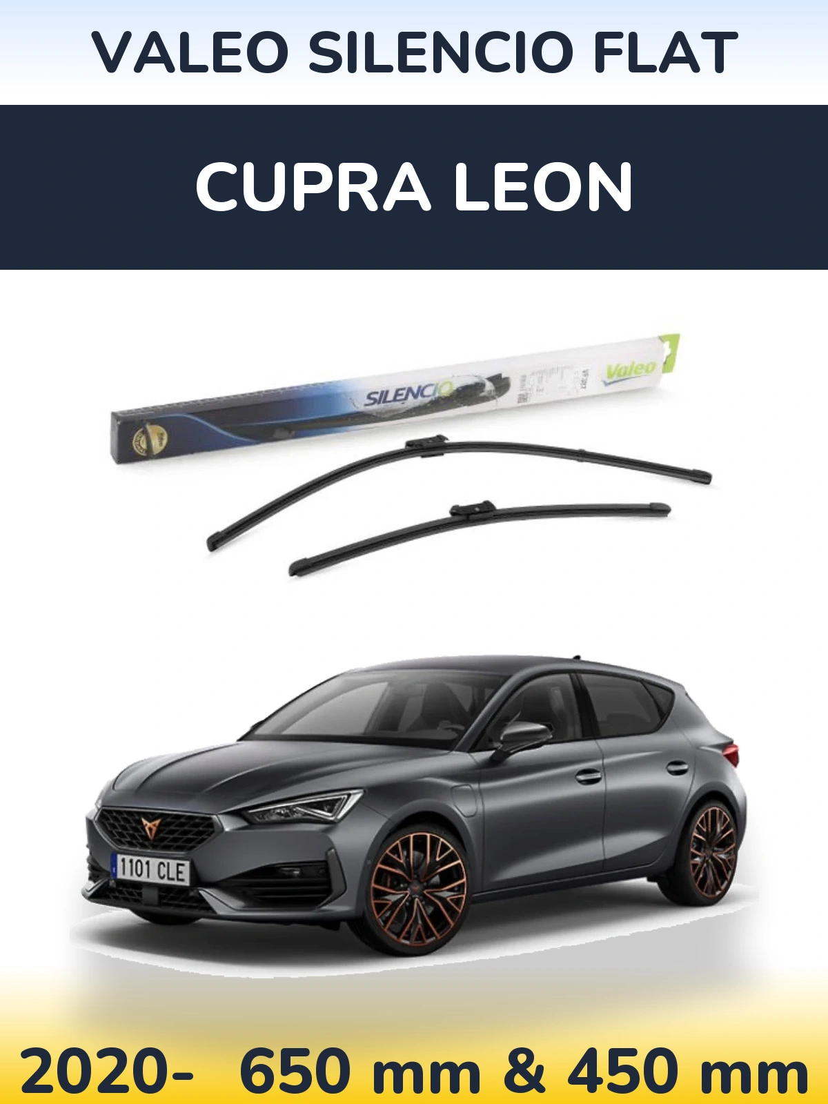 Комплект передних дворников Valeo Silencio Flat 650 & 450 мм для Cupra Leon 2020-2026