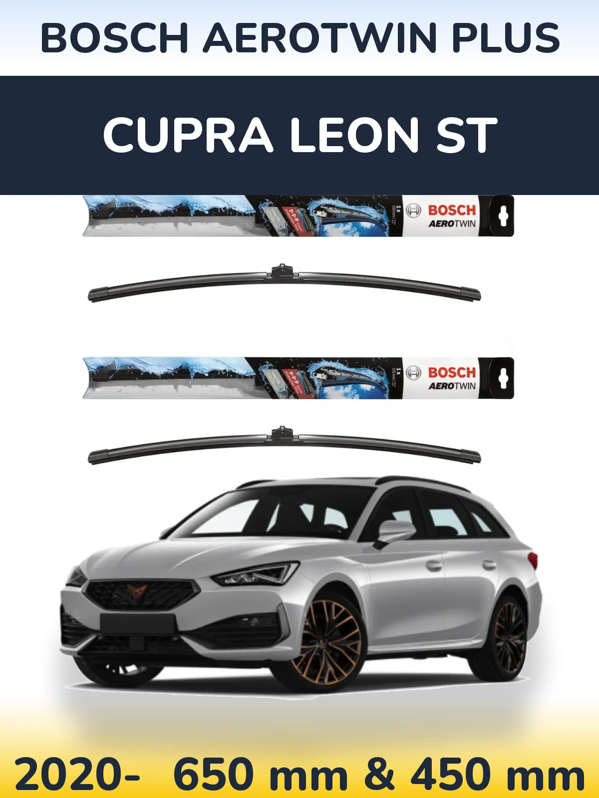 Komplet przednich wycieraczek BOSCH AeroTwin Plus 650 & 450 mm do Cupra Leon ST 2020-2026