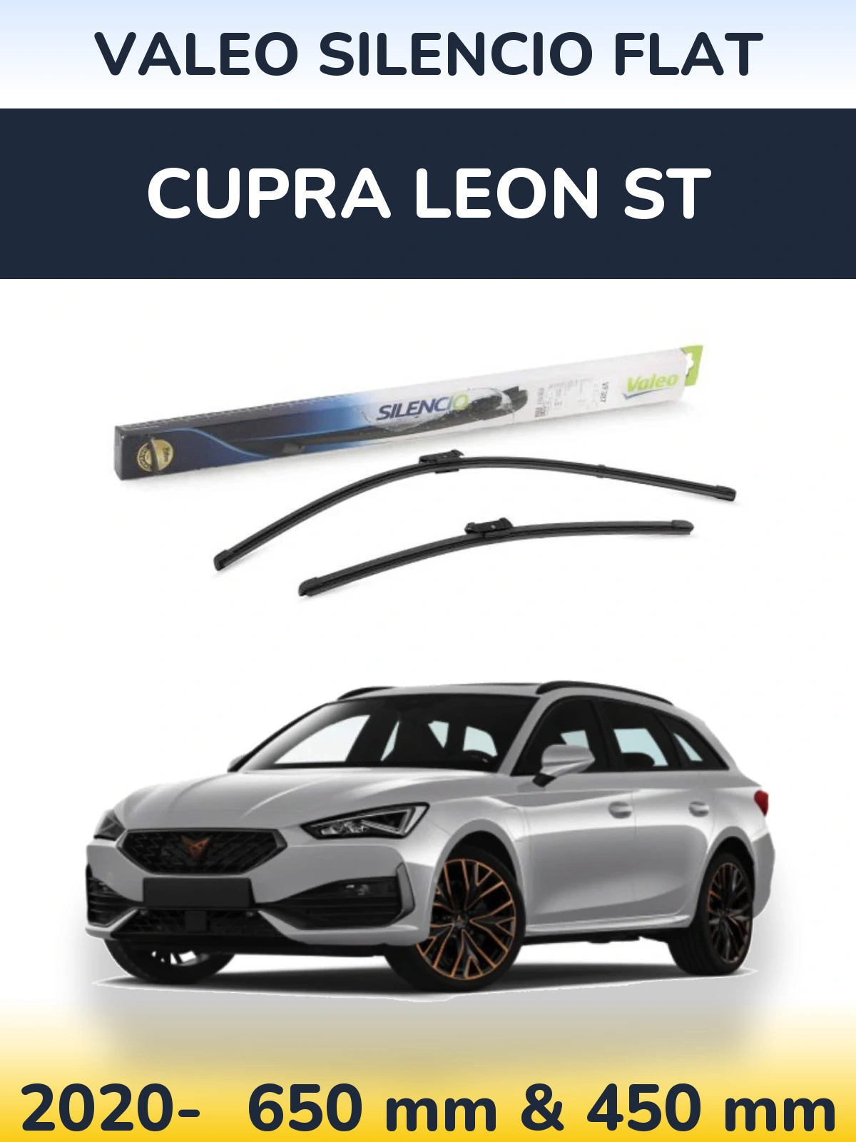 Komplet przednich wycieraczek Valeo Silencio Flat 650 & 450 mm do Cupra Leon ST 2020-2026