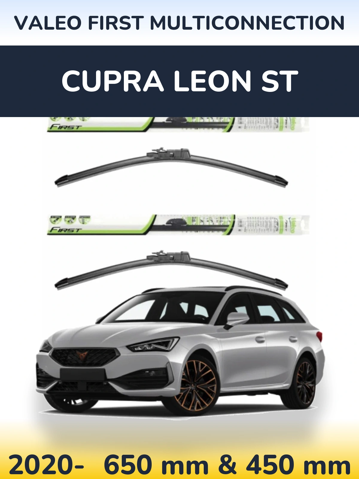 Комплект передних дворников Valeo First MultiConnection 650 & 450 мм для Cupra Leon ST 2020-2026