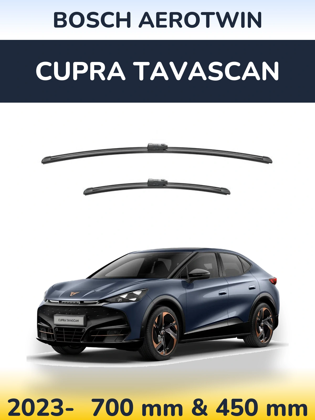 Комплект передніх щіток BOSCH AeroTwin 700 & 450 мм для Cupra Tavascan 2023-2026