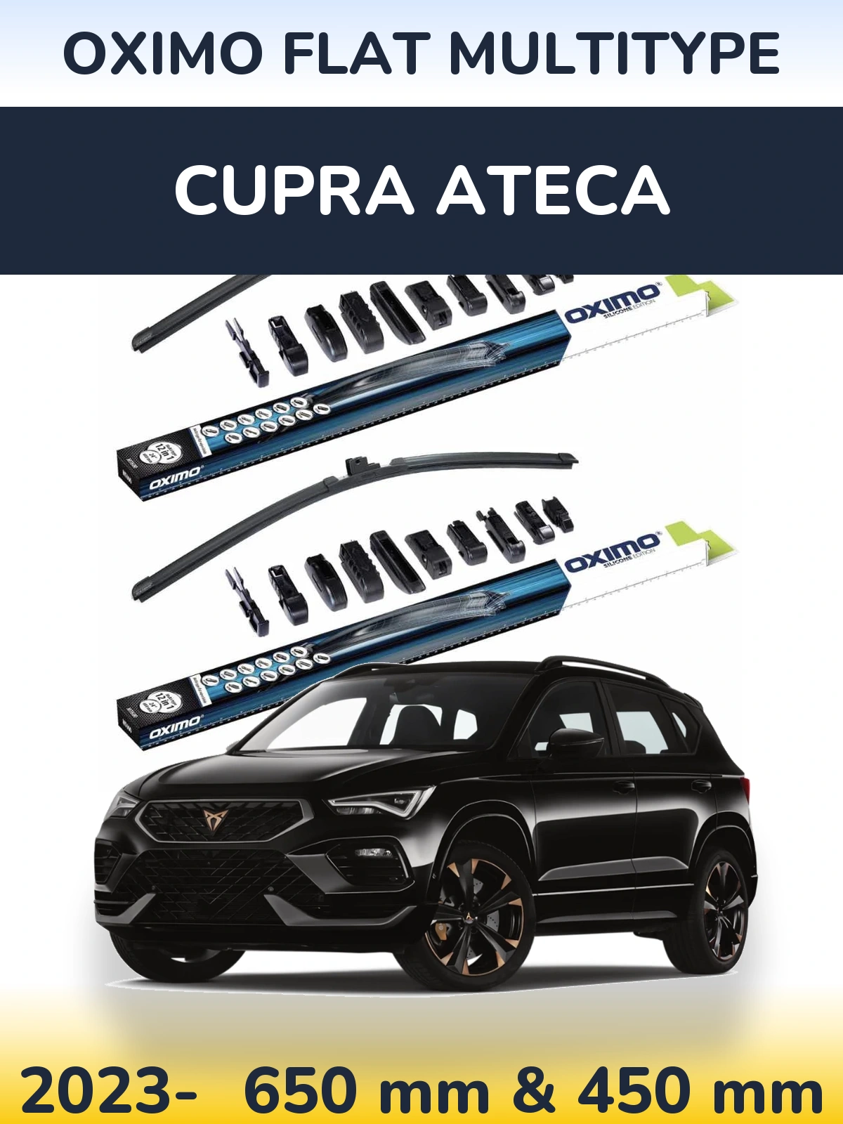 Комплект передних дворников Oximo Flat MultiТипe 650 & 450 мм для Cupra Ateca 2023-2026