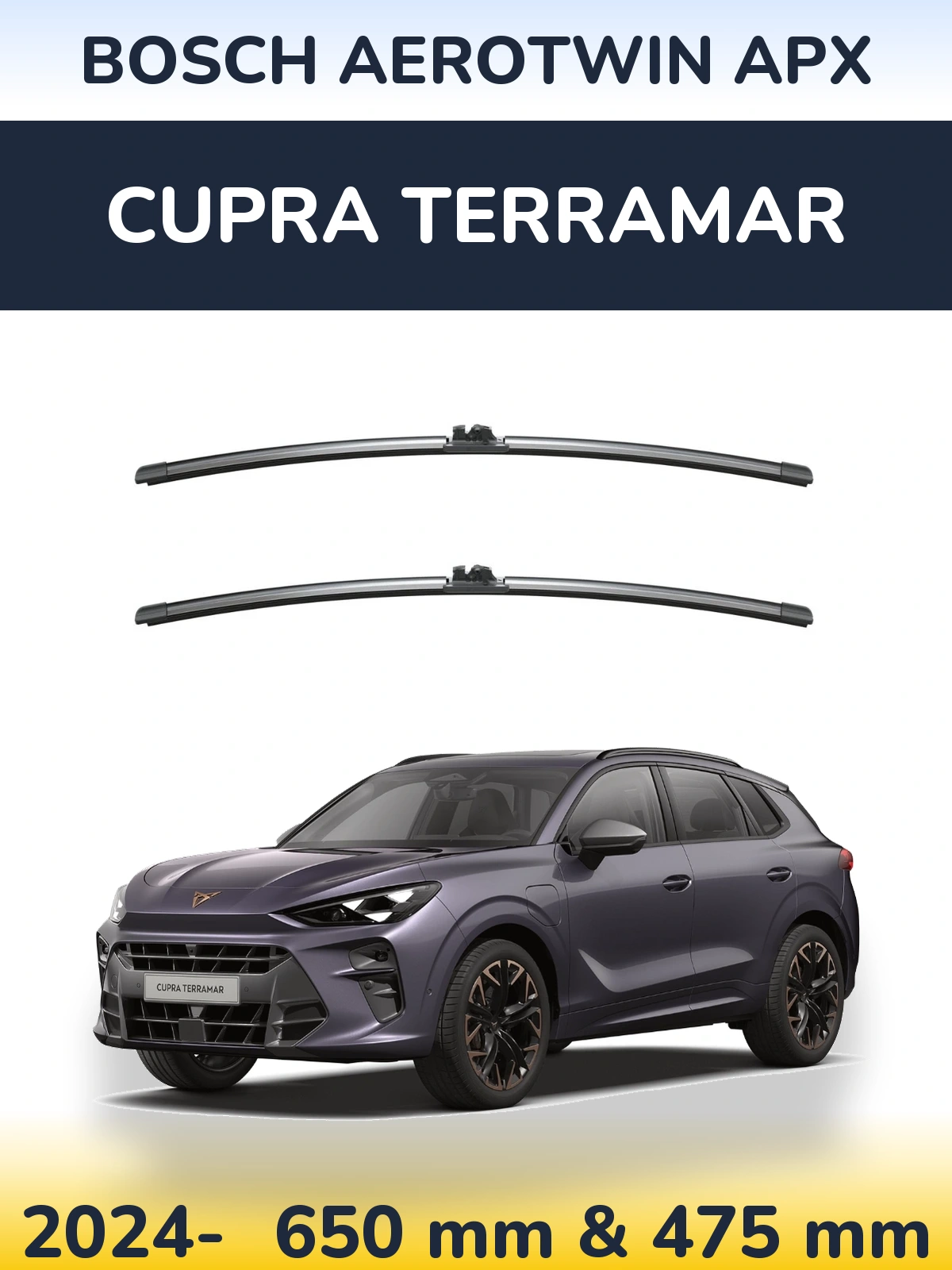 Комплект передніх щіток BOSCH AeroTwin APX 650 & 475 мм для Cupra Terramar 2024-2026
