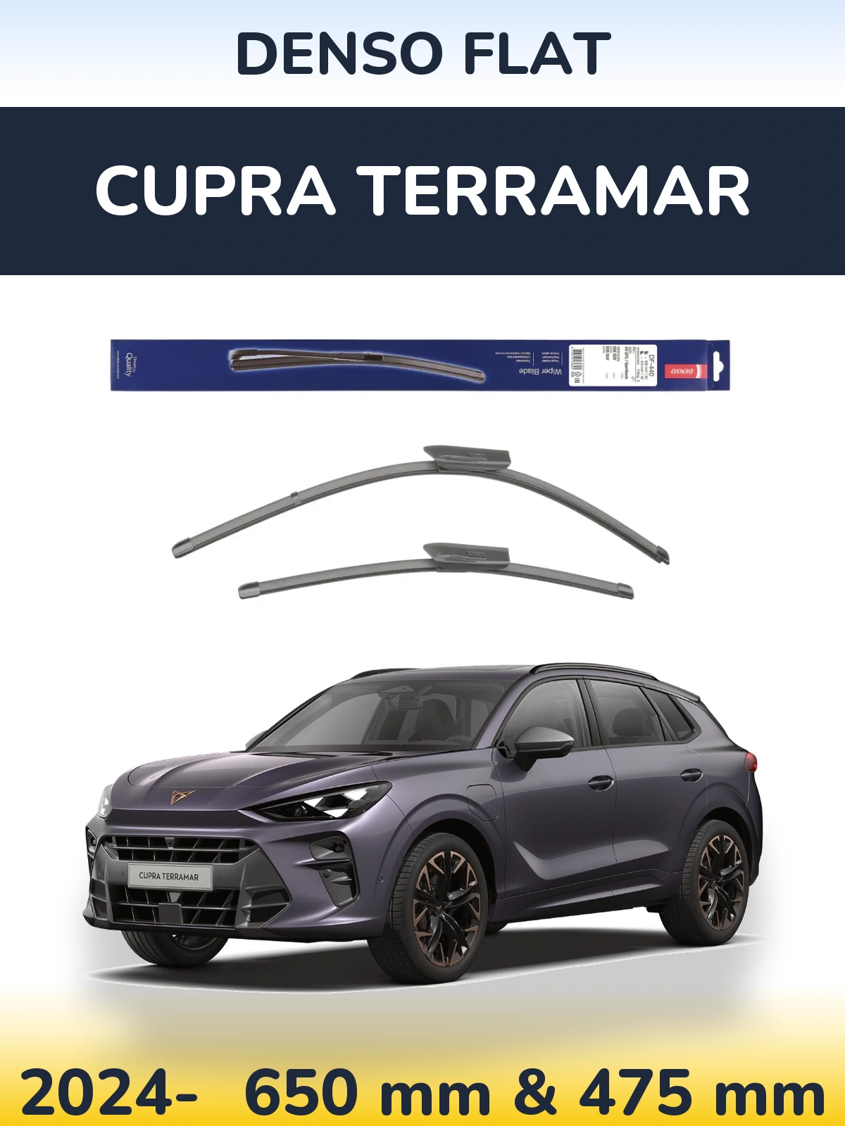 Комплект передніх щіток Denso Flat 650 & 475 мм для Cupra Terramar 2024-2026