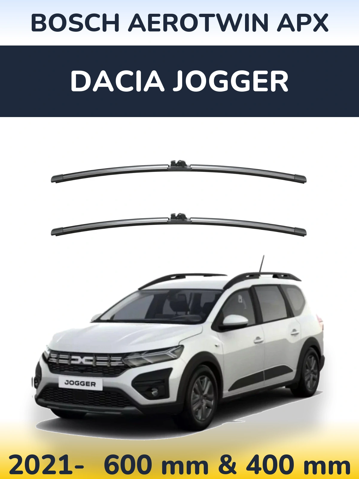 Front wiper blade set BOSCH AeroTwin APX 600 & 400 mm for Dacia Jogger 2021-2026