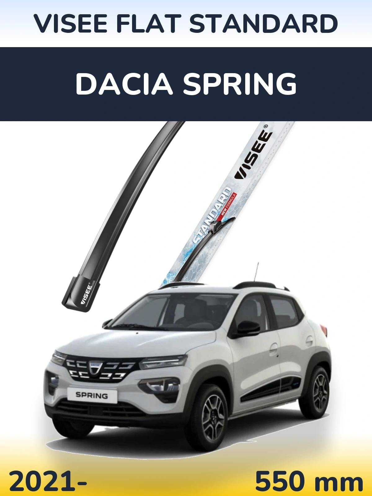 Передний дворник VISEE FLAT STANDARD 550 мм для Dacia Spring 2021-2026